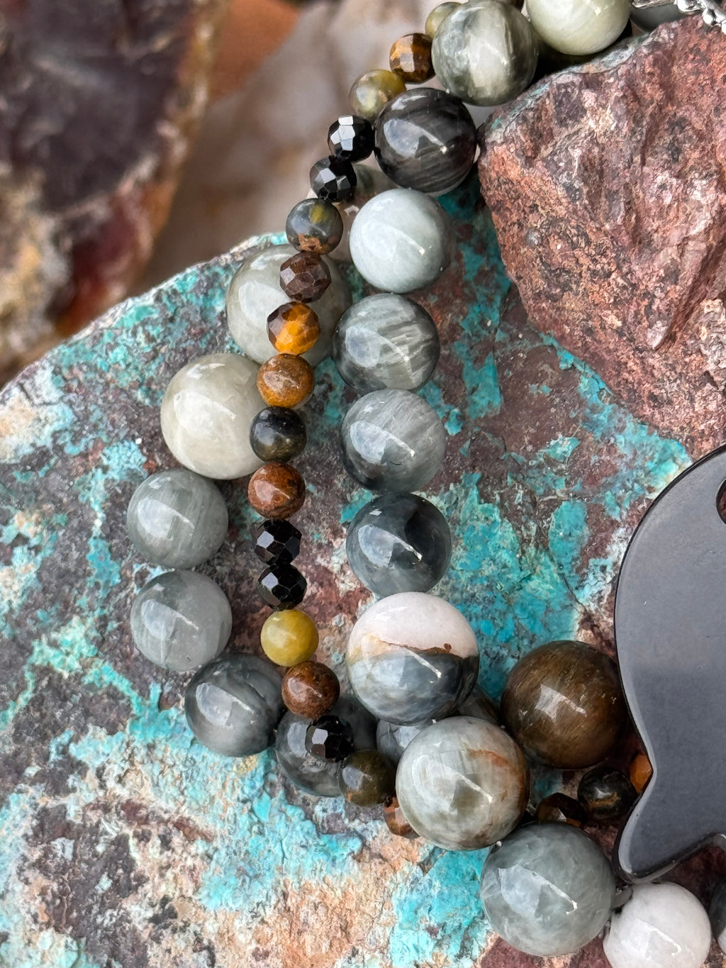 Eagle Eye & Tiger’s Eye Boho Multi Strand Bracelet