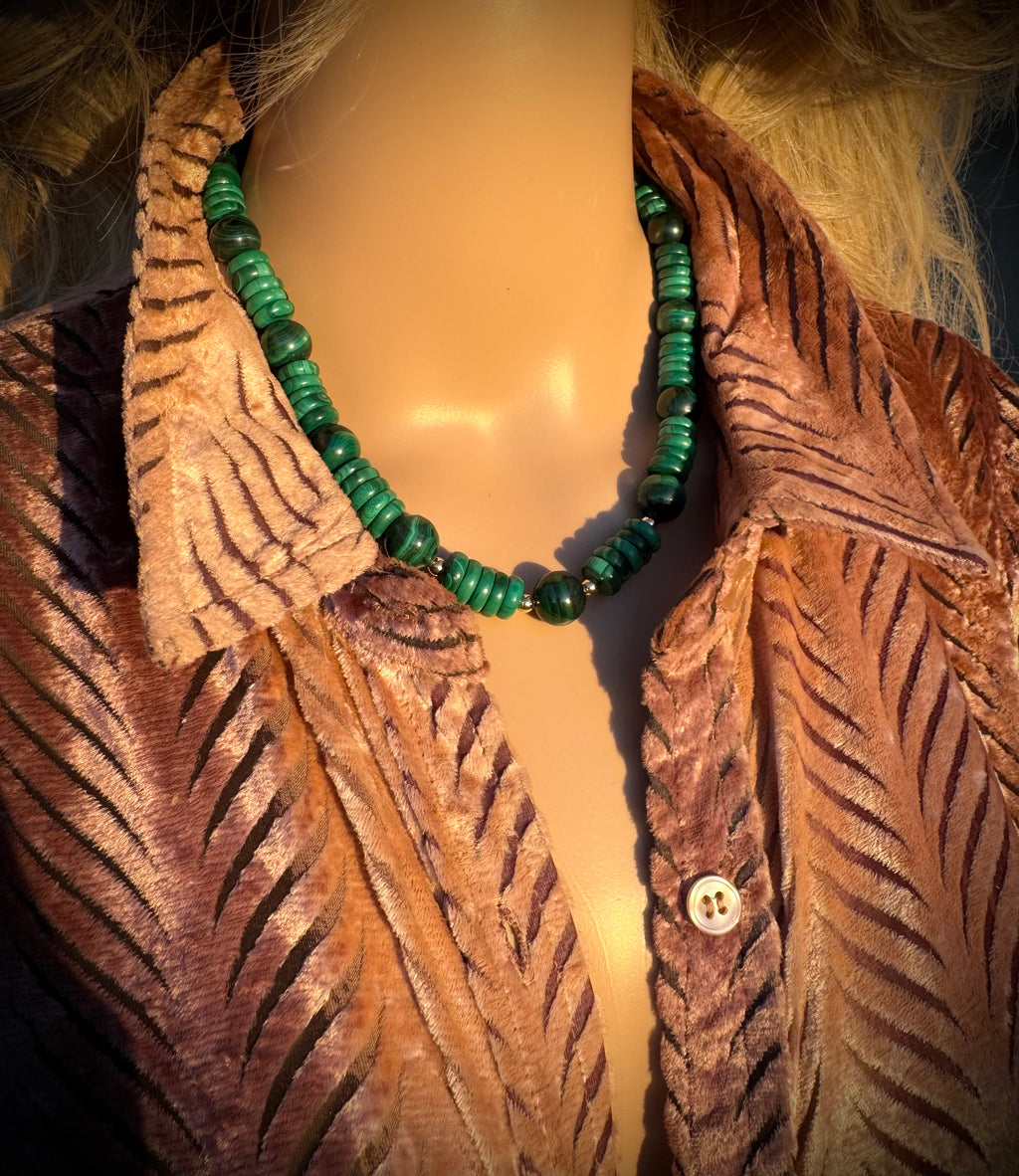 Malachite Necklace – 17” with 3.25” Gold-Plated Extender