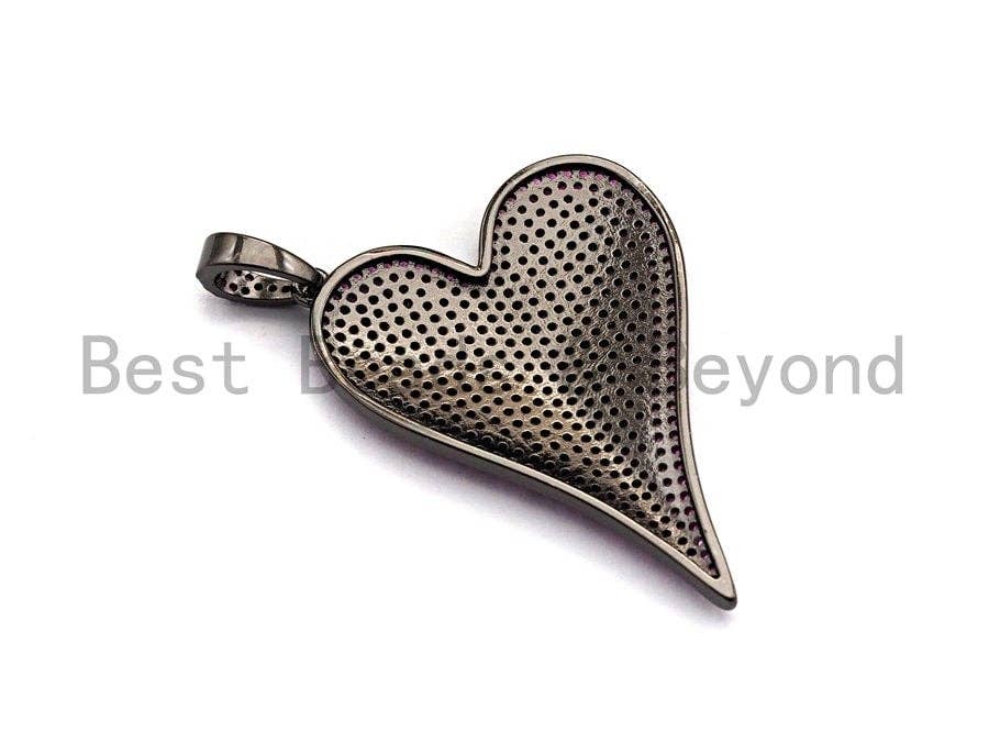 CZ Fuchsia Micro Pave Large Heart Charm/Pendant