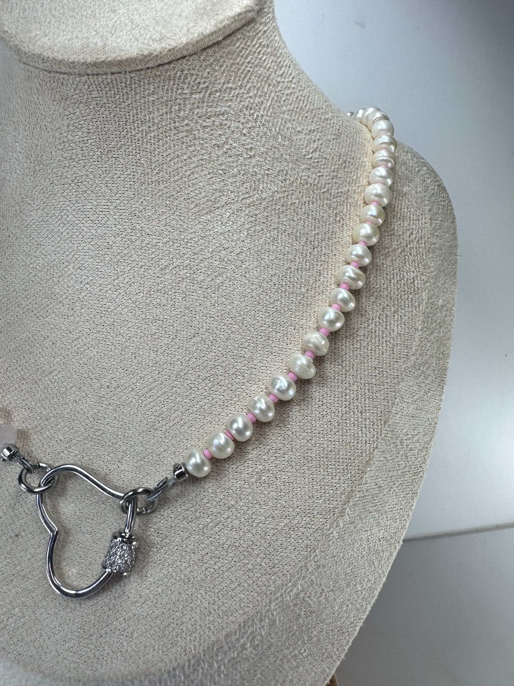 Rose Quartz and Freshwater Pearl Necklace