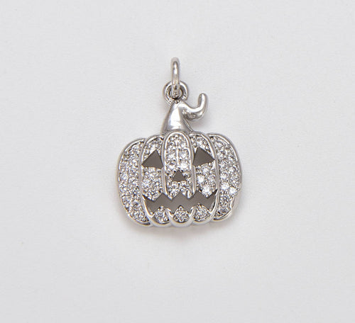 18K Gold Filled Halloween Pumpkin Charm CZ Micro Pave