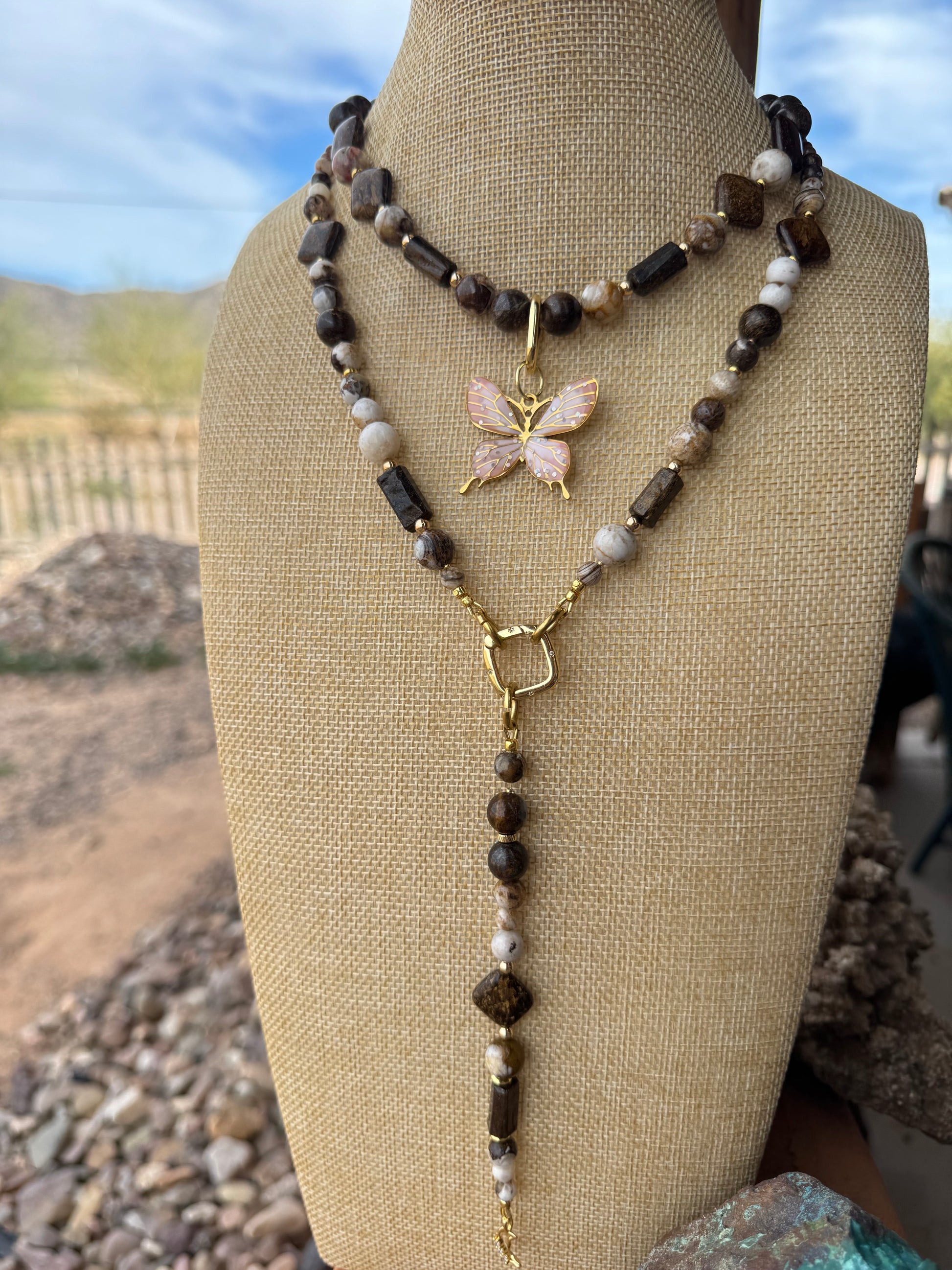 Coffee Jasper + Bronzite Signature Wrap Necklace