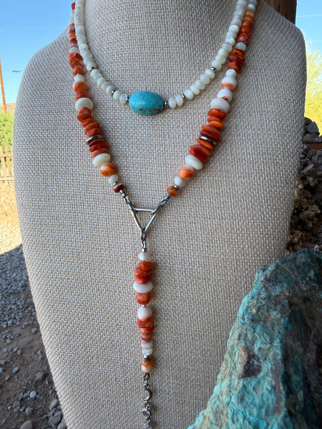 Baja Spiny Oyster & Mother of Pearl Necklace