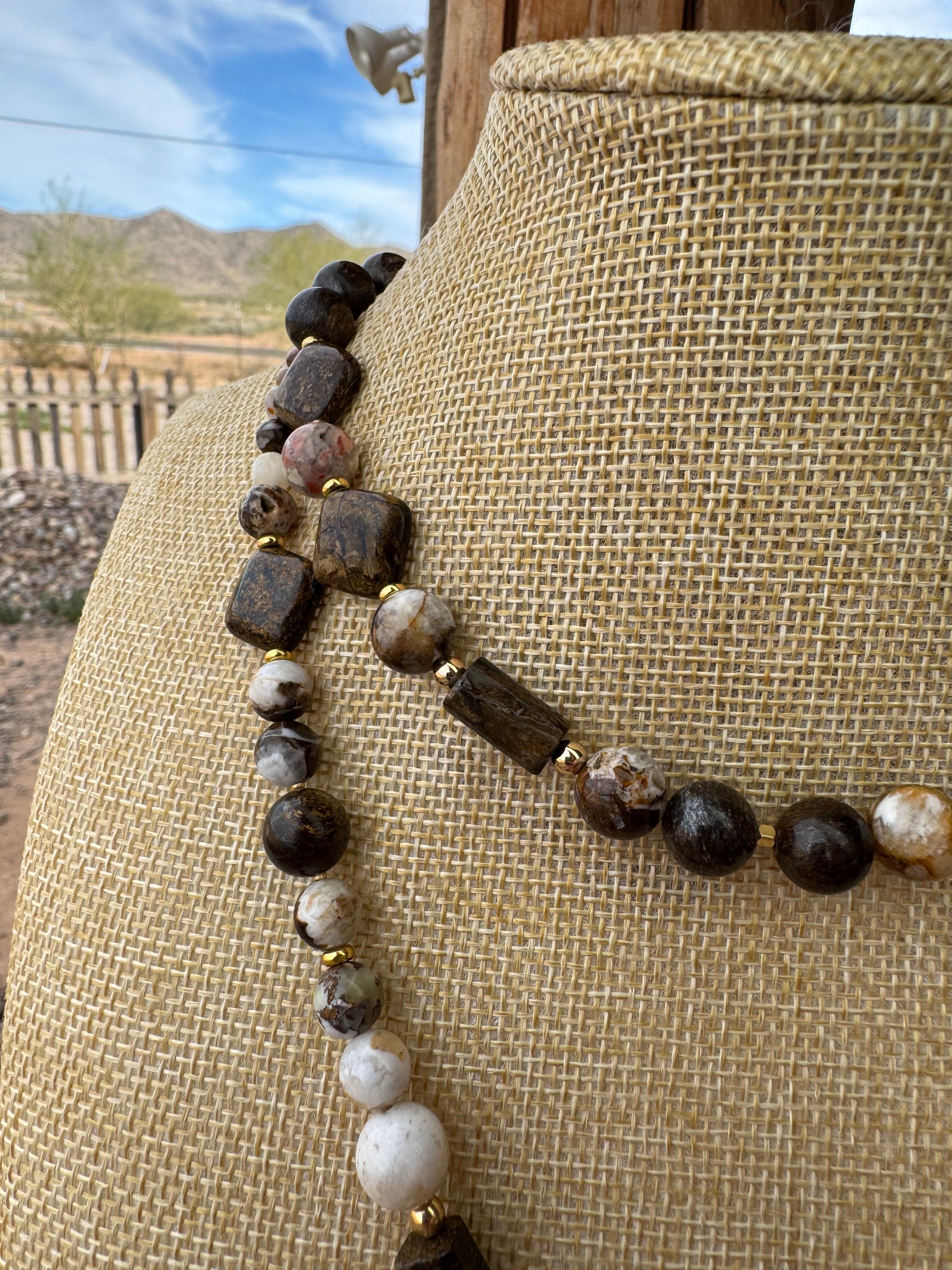 Coffee Jasper + Bronzite Signature Wrap Necklace