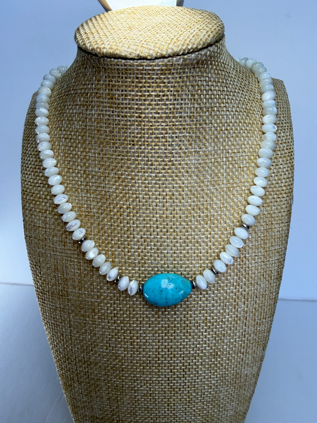 Kingman Turquoise & Baja Mother of Pearl Necklace