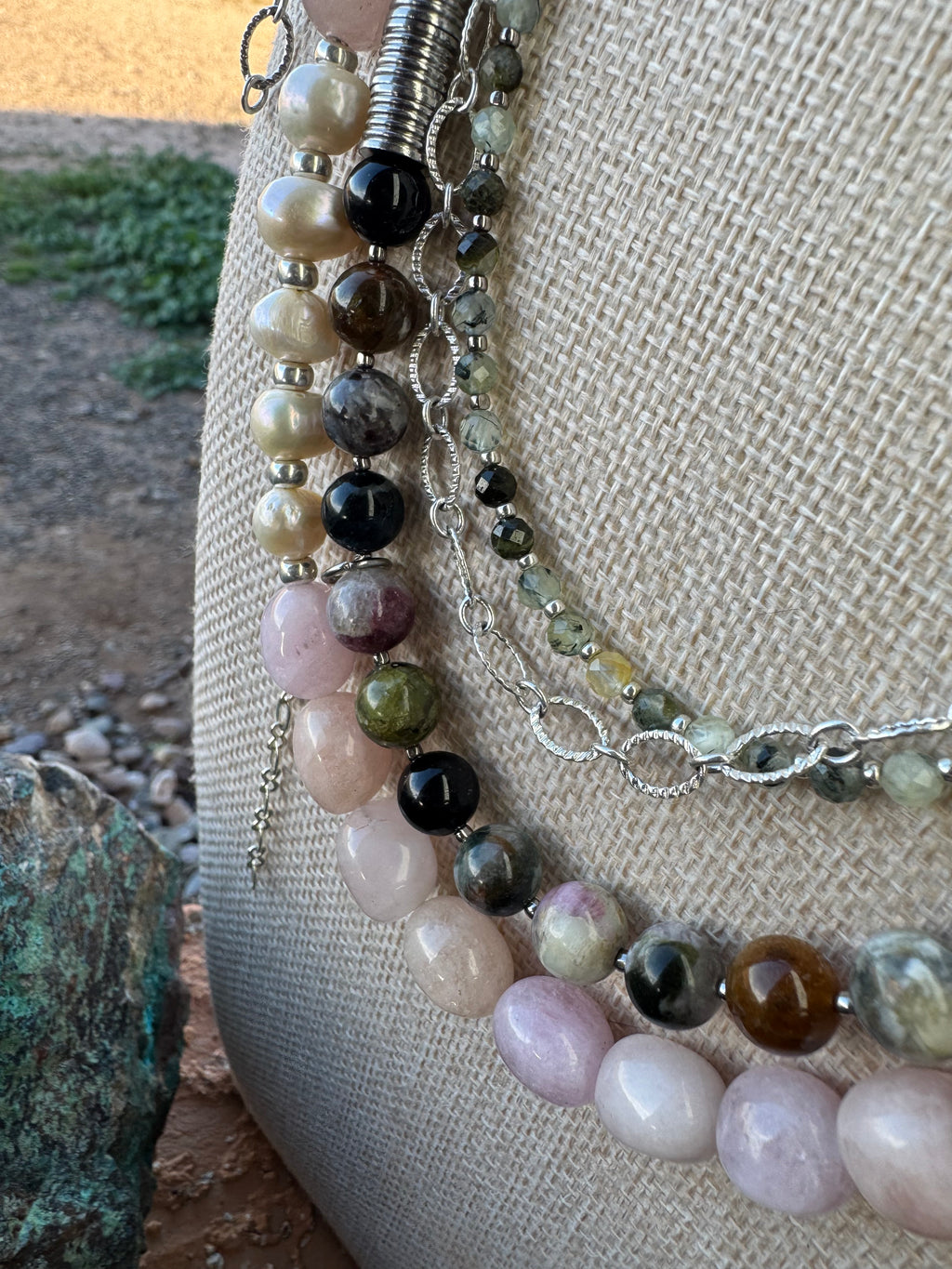 Morganite, Freshwater Pearl and Tourmaline Convertible Necklace