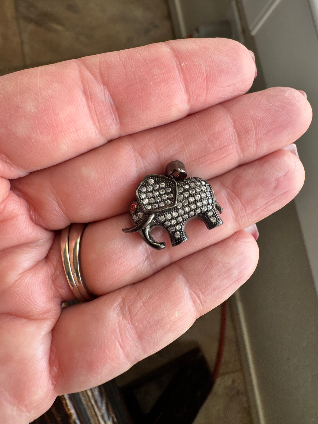 Black Elephant Charm Pendant
