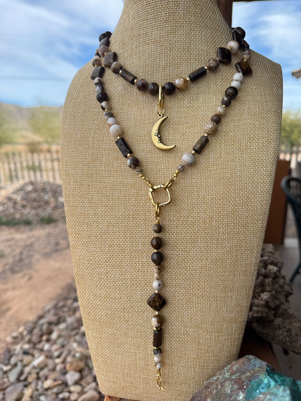 Coffee Jasper + Bronzite Signature Wrap Necklace