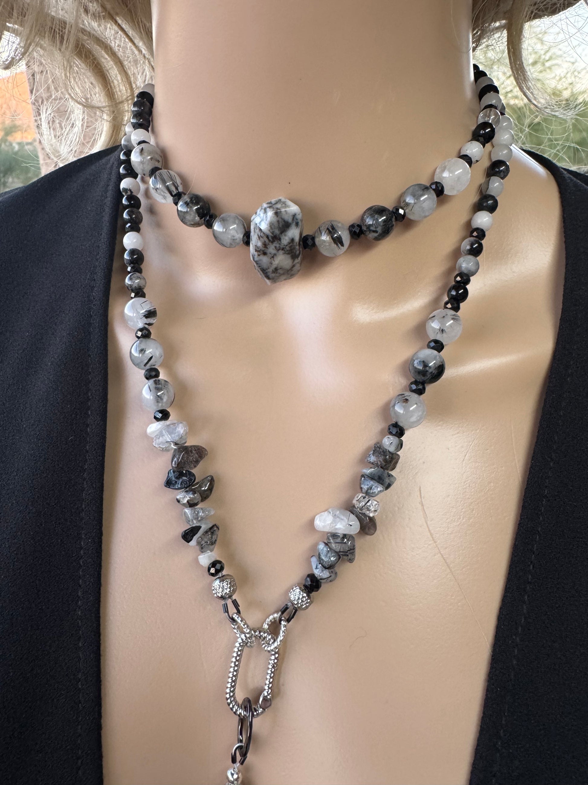 Tourmalinated Quartz, Black Tourmaline & Dendritic Agate