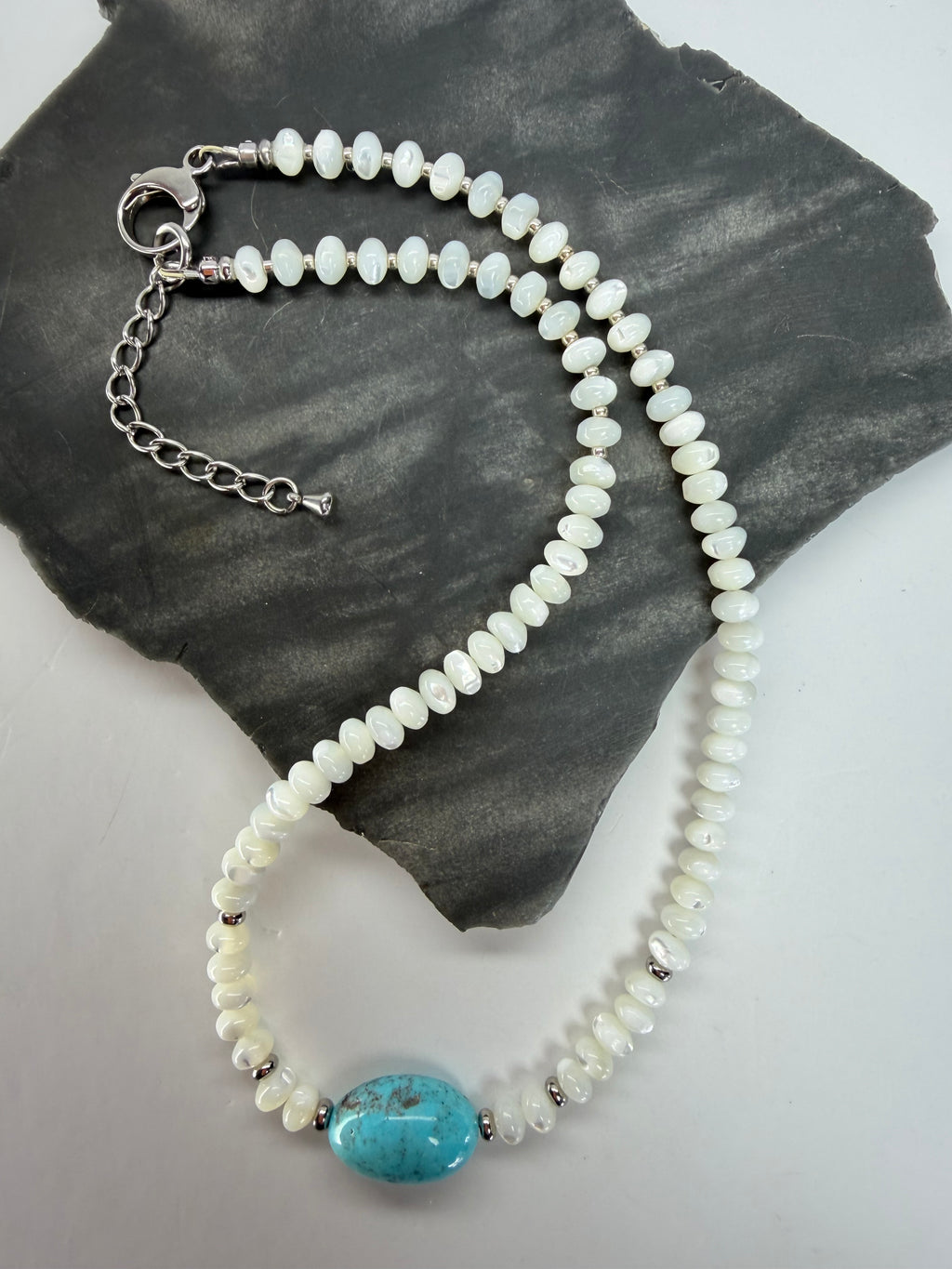 Kingman Turquoise & Baja Mother of Pearl Necklace