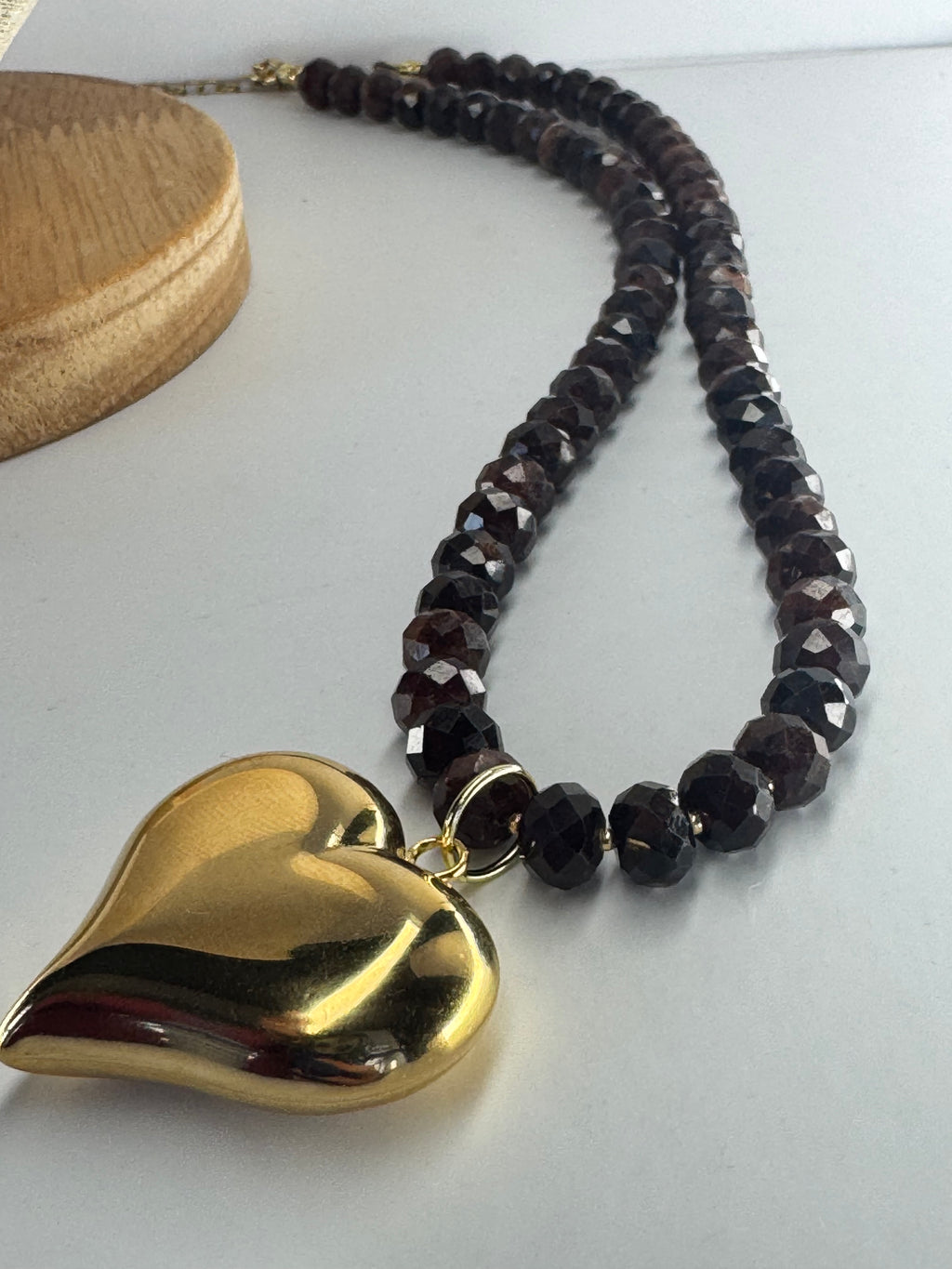 Faceted Garnet Necklace with Vermeil Gold Clasp