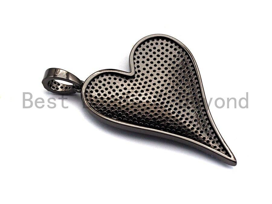 CZ Turquoise Micro Pave Large Heart Charm / Pendant