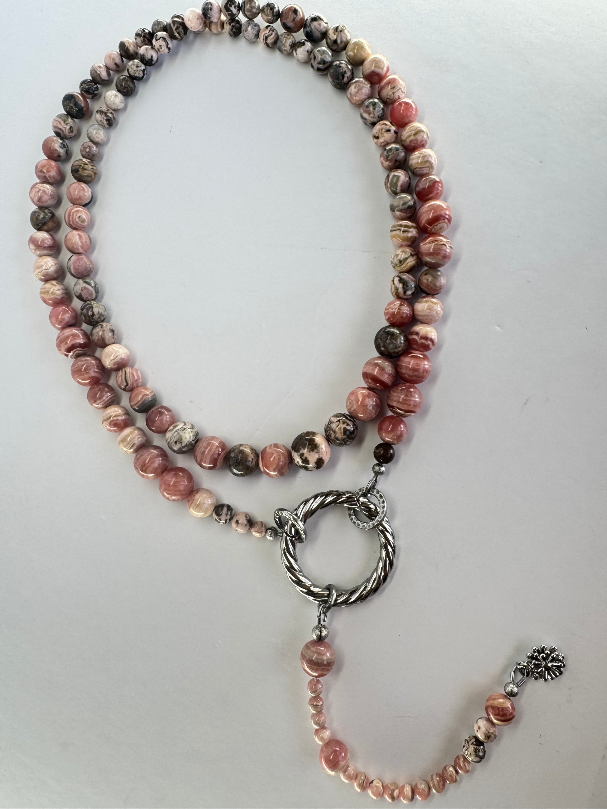 Rhodochrosite Statement Lariat – RARE VARIETIES - Gemmy & Matrix Blend