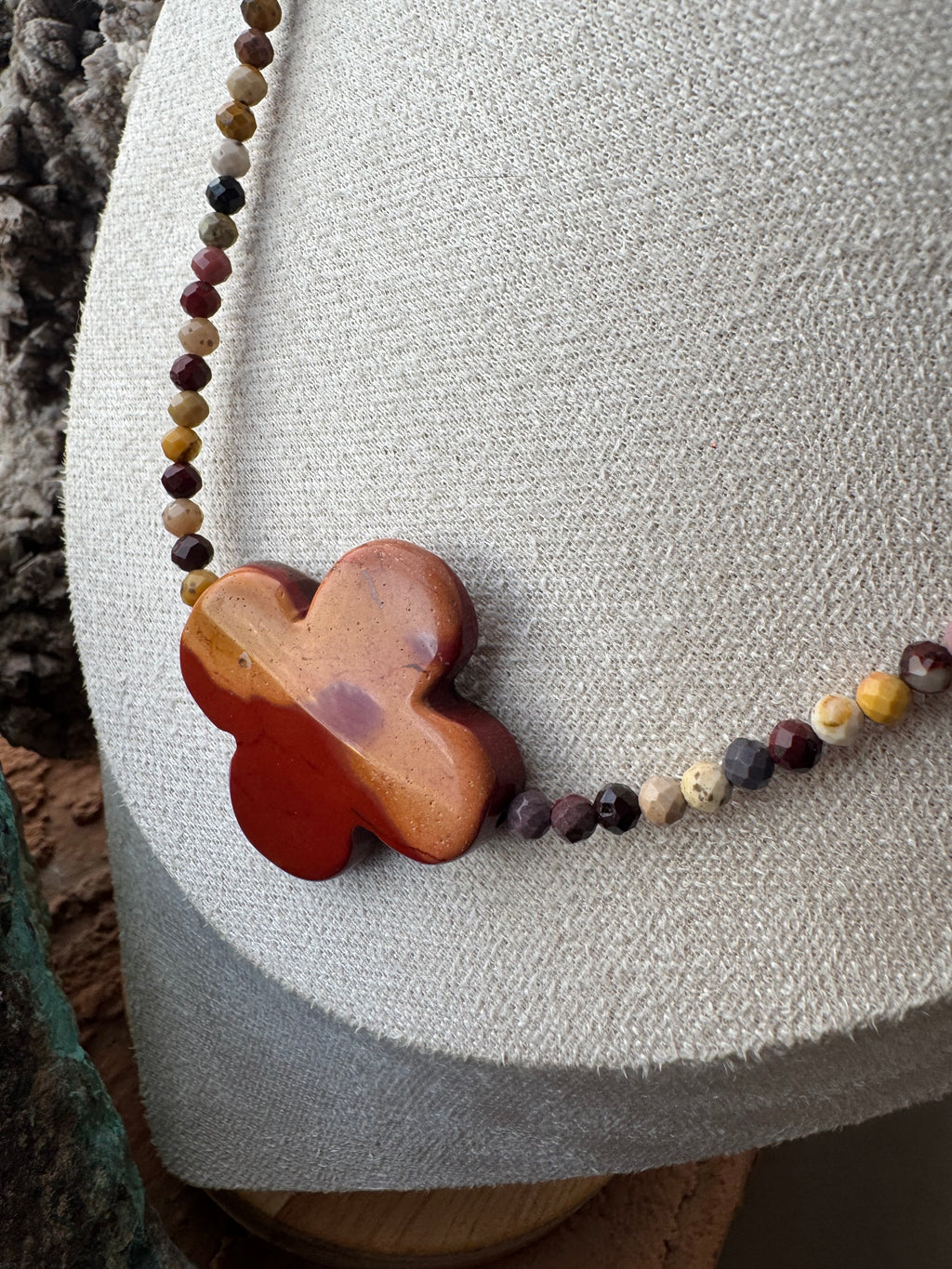 Natural Mookaite Clover Necklace