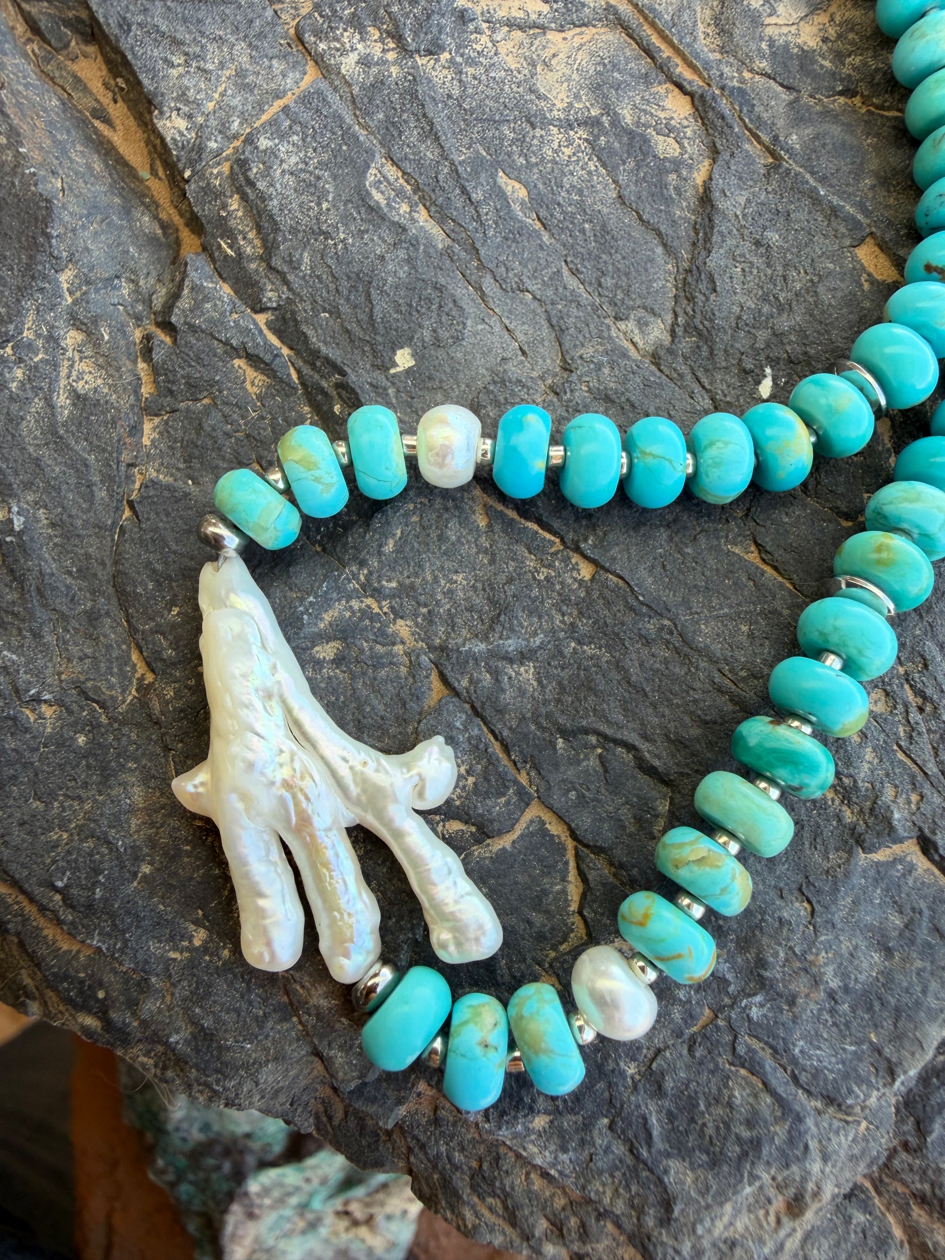 Kingman Rondel with Fresh Water Pearl
