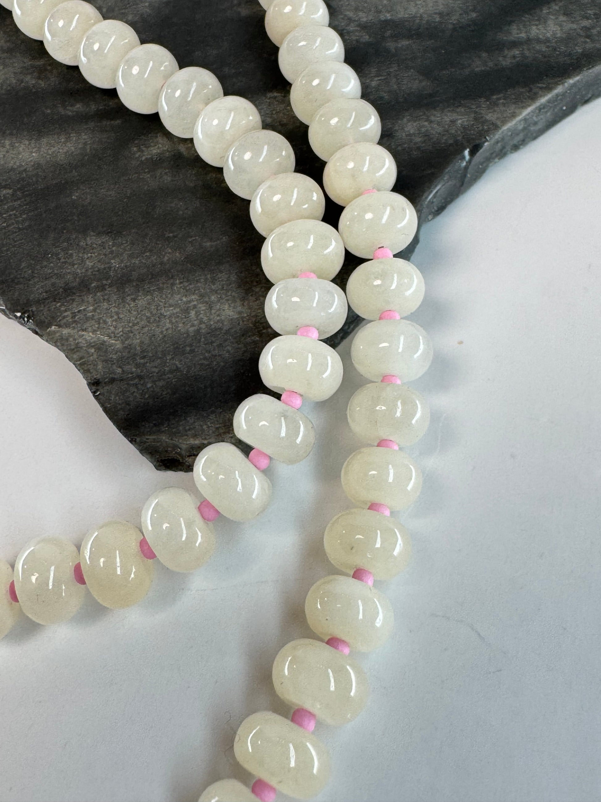 White Jade Rondel Necklace