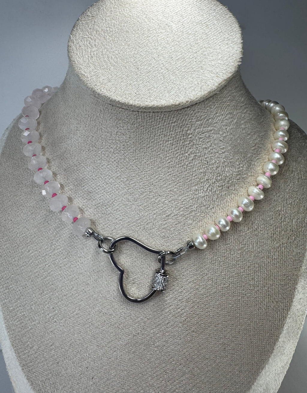 Rose Quartz and Freshwater Pearl Necklace
