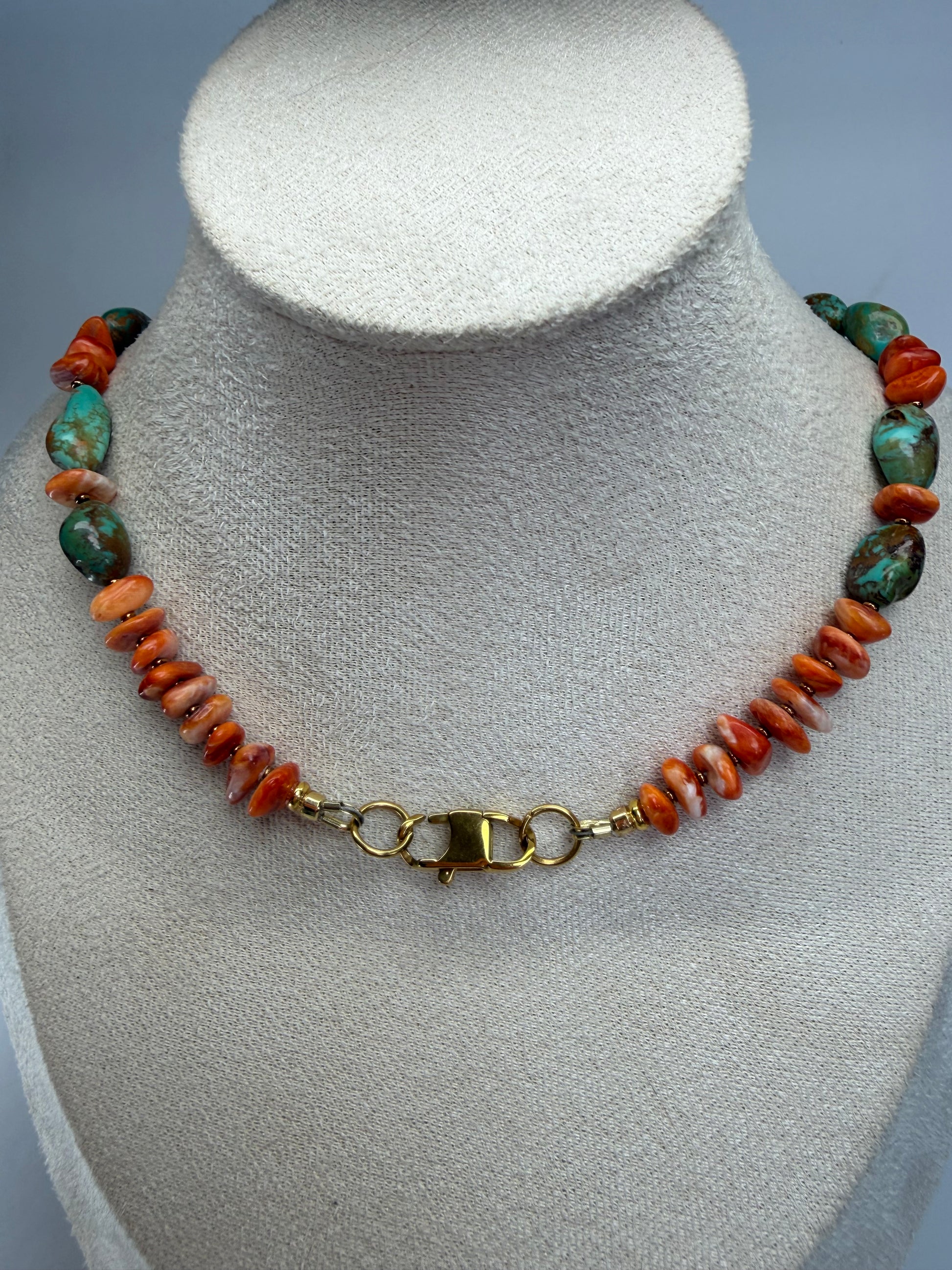 Kingman Turquoise & Spiny Oyster Necklace