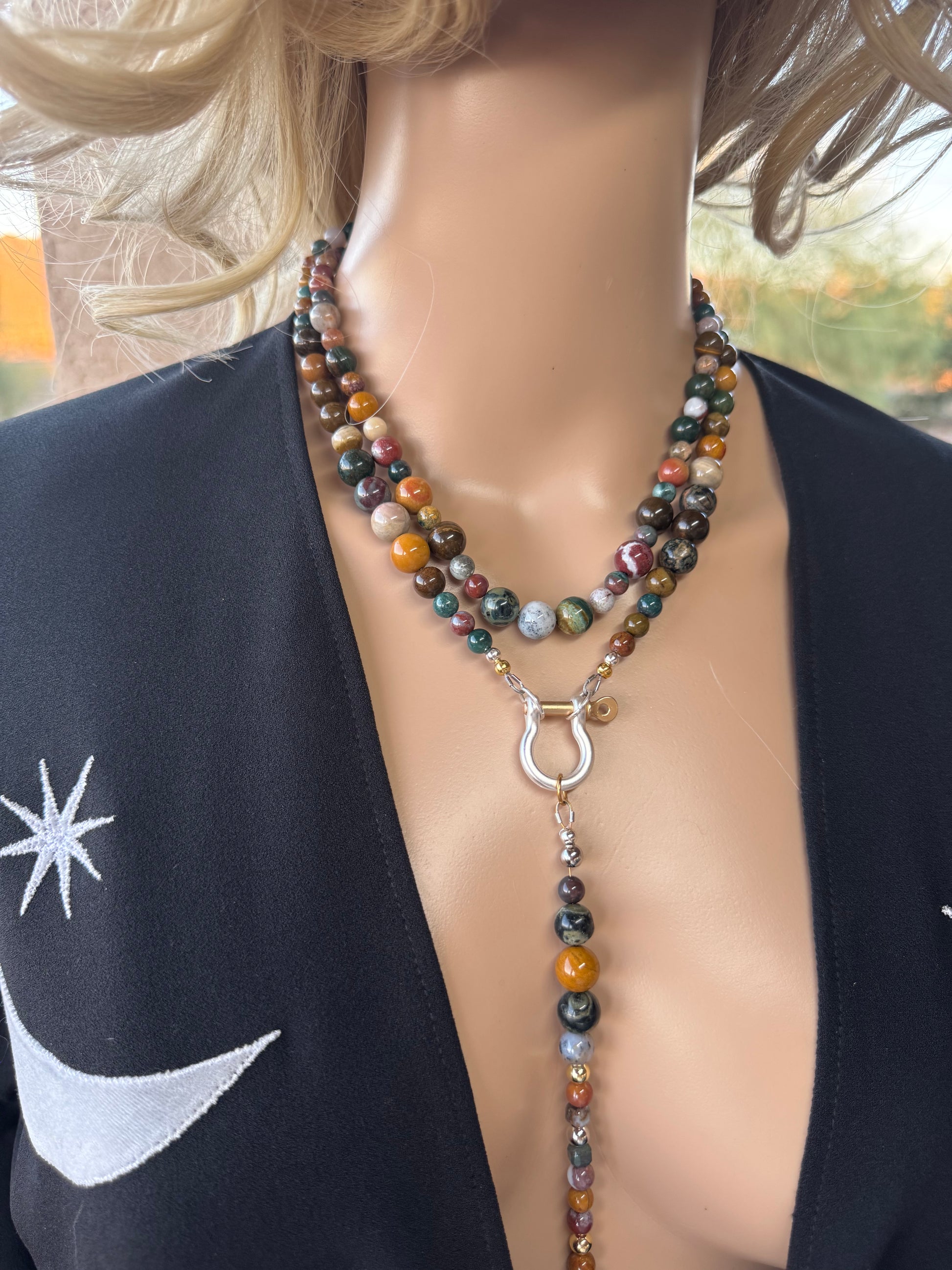 Moe Gems Signature Wrap Necklace – Ocean Jasper