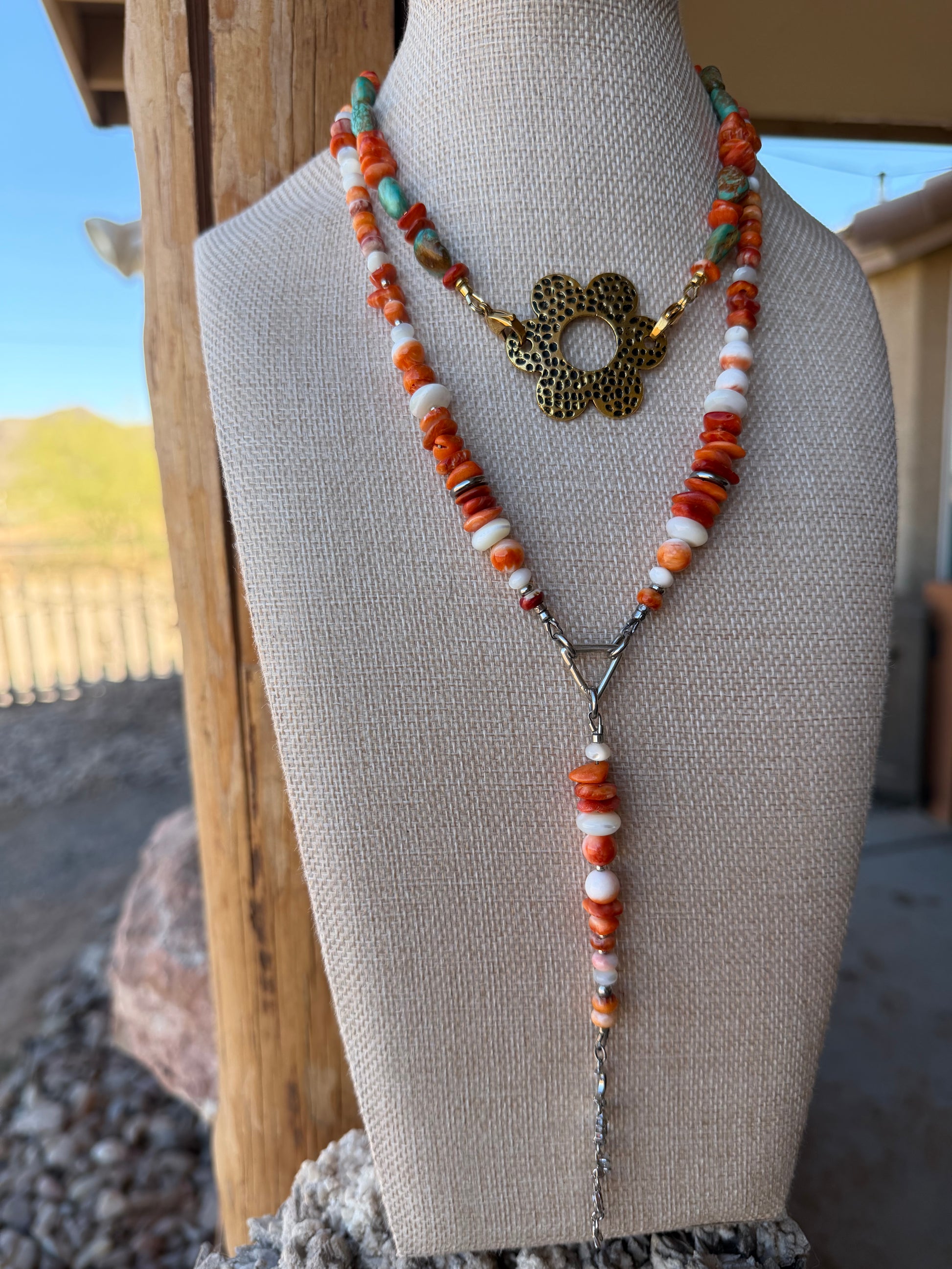Baja Spiny Oyster & Mother of Pearl Necklace
