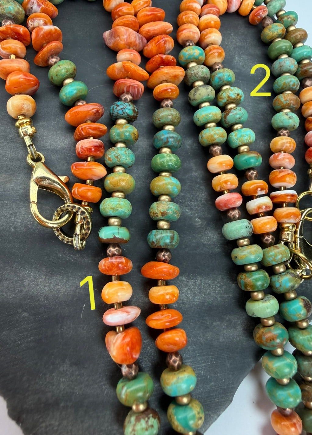 Kingman Turquoise & Spiny Oyster Necklace