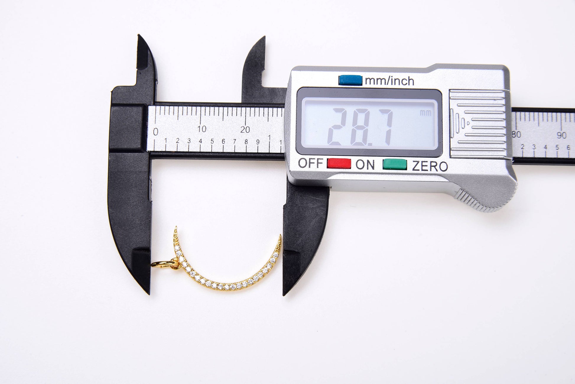 Gold Filled Crescent Moon Charm Pendant CZ Micro Pave