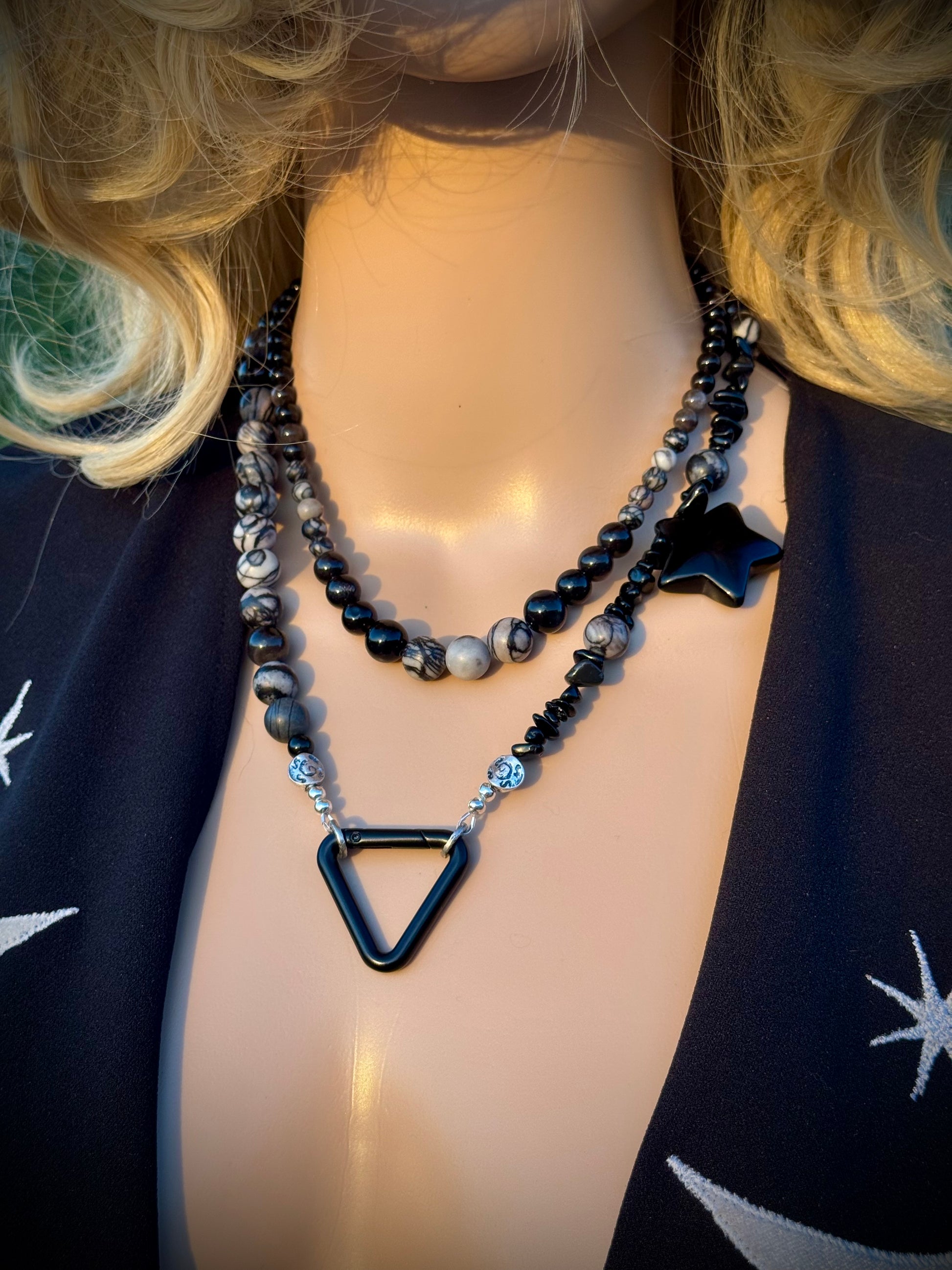 Spiderweb Jasper, Silver Sheen Obsidian - FREE BRACELET