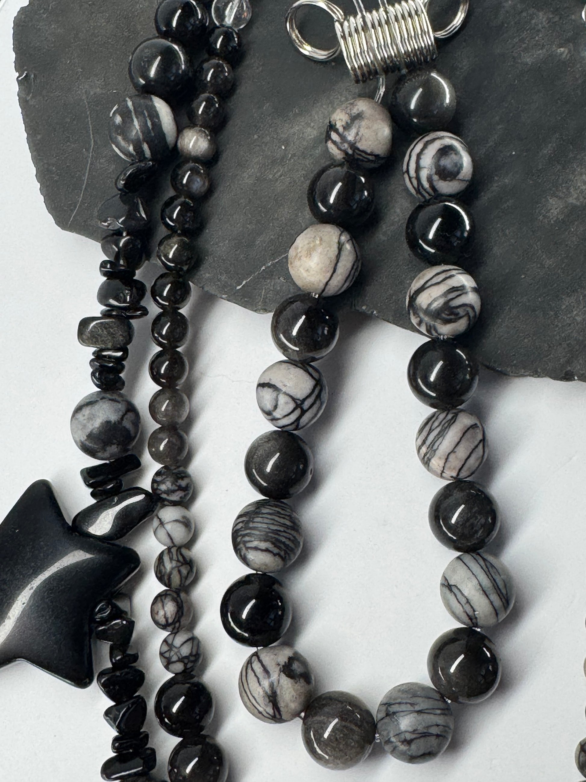 Spiderweb Jasper, Silver Sheen Obsidian - FREE BRACELET