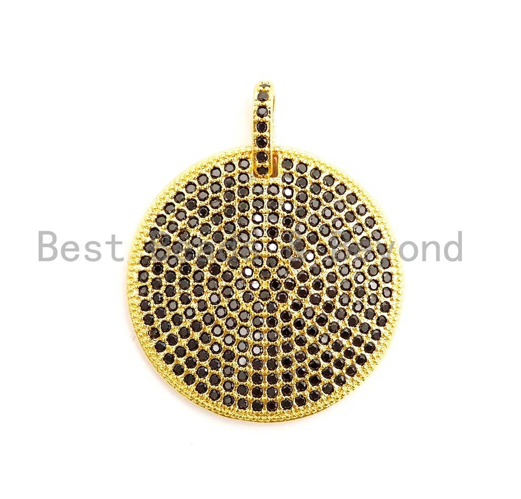 CZ Fully Micro Pave Large Disc Charm / Pendant
