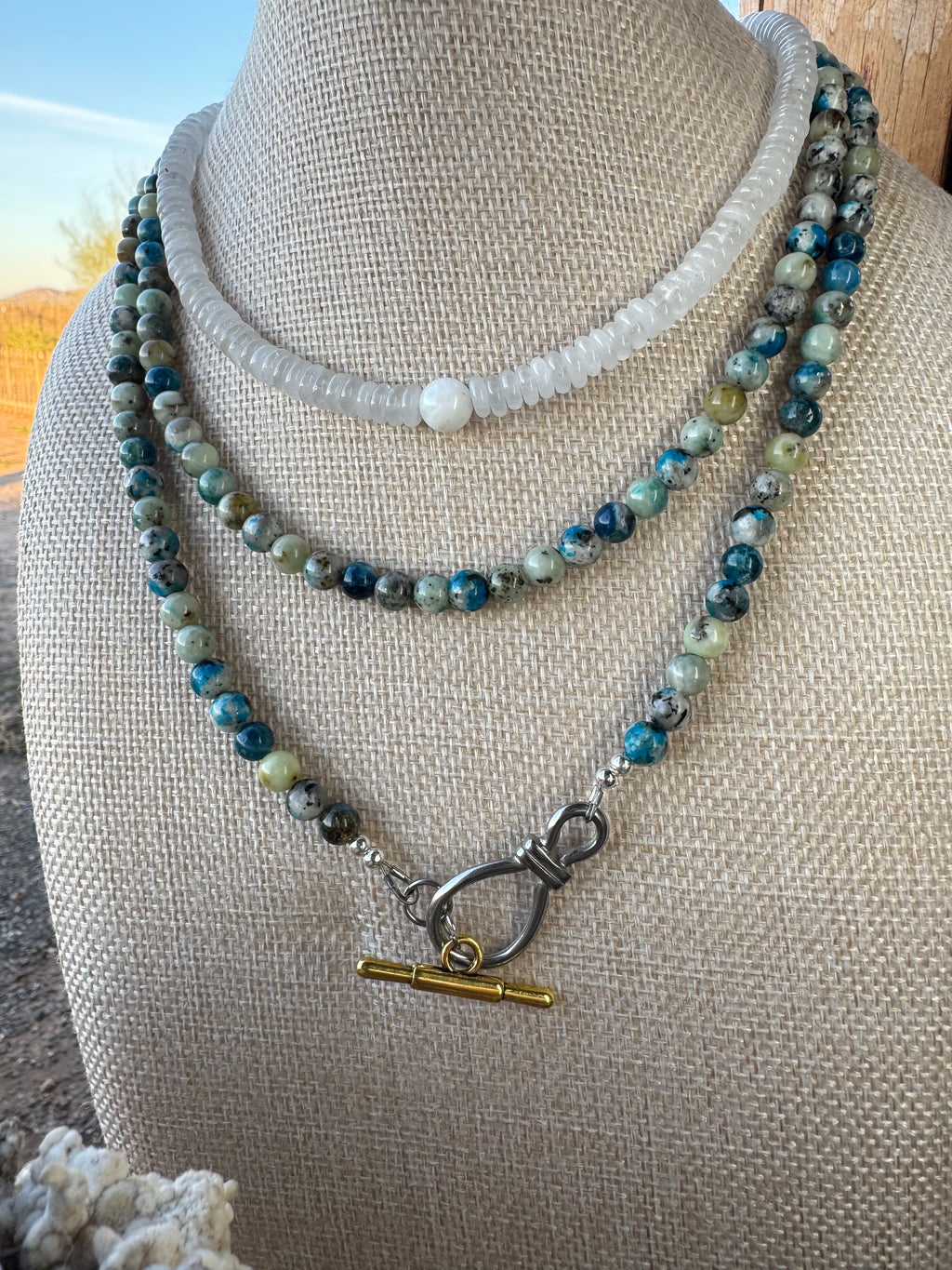 Natural White Moonstone Heishi Necklace