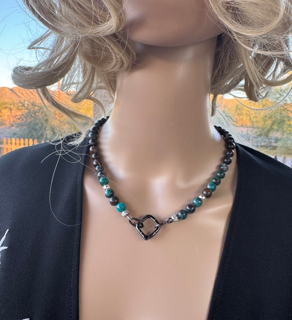 Natural Chrysocolla, Cuprite & Malachite Necklace