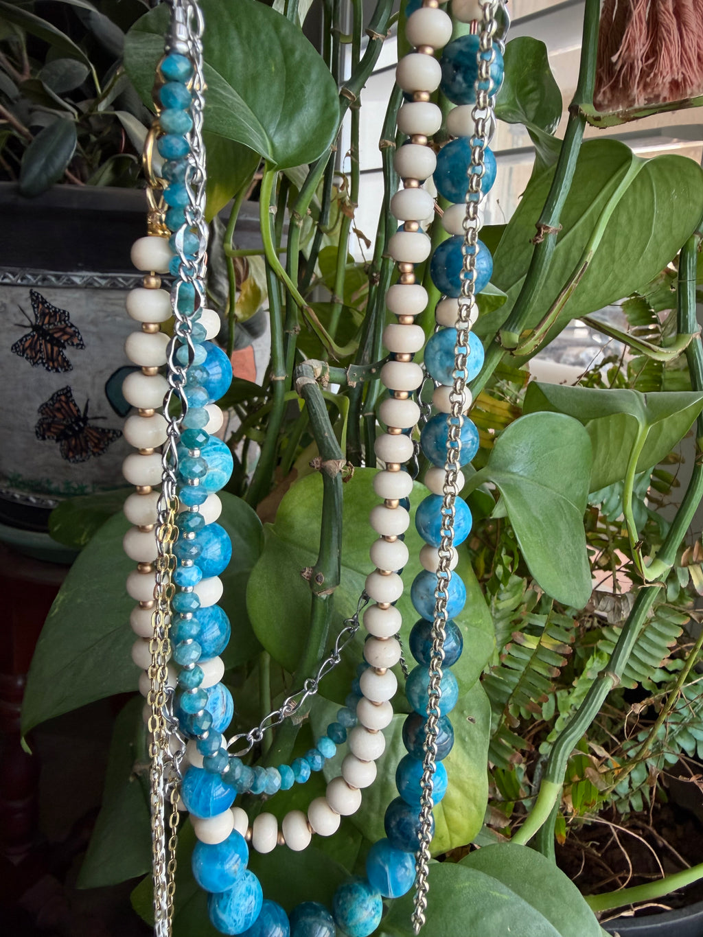 Blue Apatite & Bamboo Coral Evolve Necklace