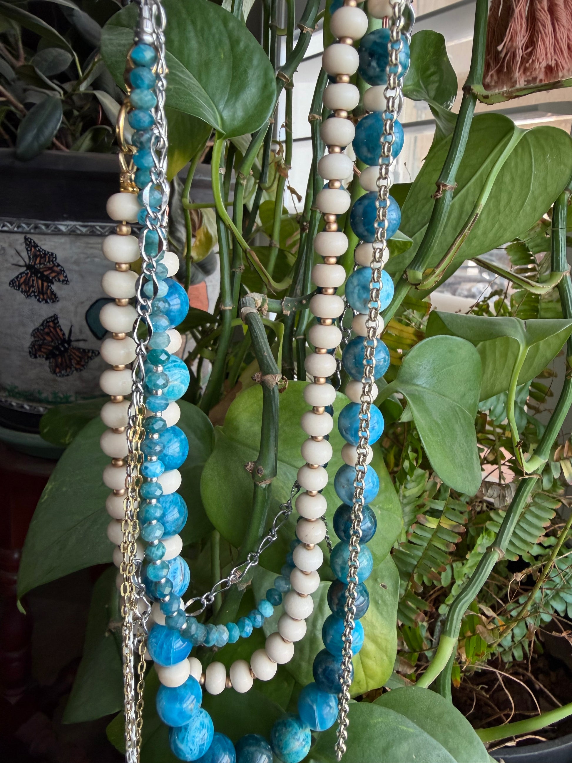 Blue Apatite & Bamboo Coral Evolve Necklace