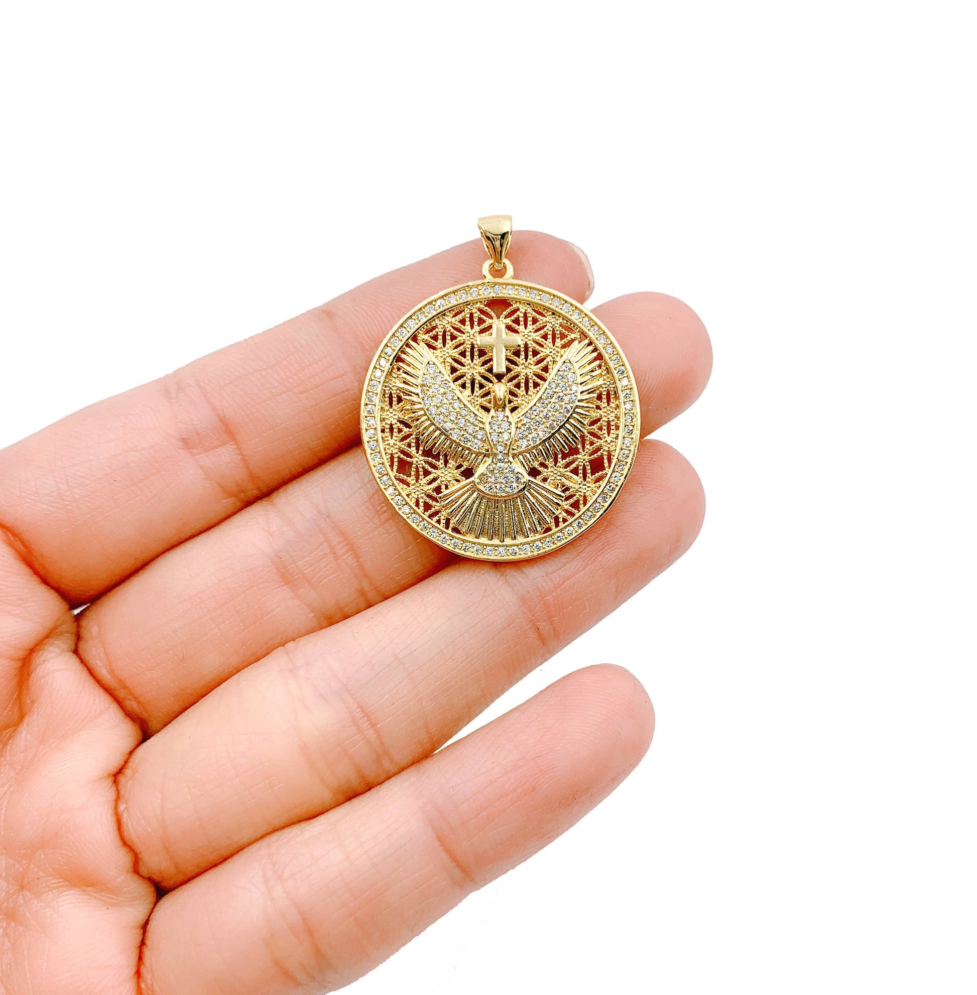 Dove Bird Charm-Pendant CZ