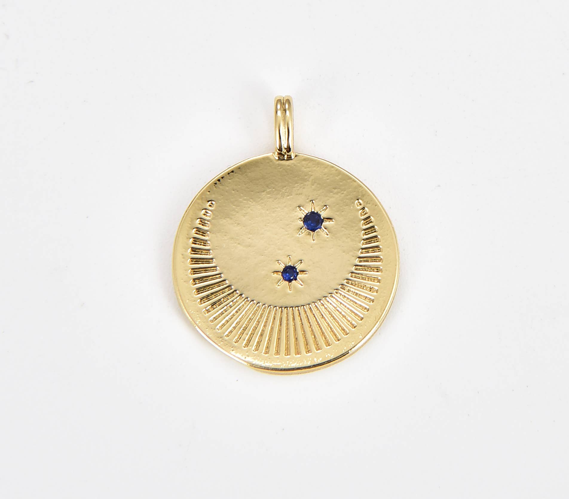 Gold Filled Crescent Moon Round Disc Charm