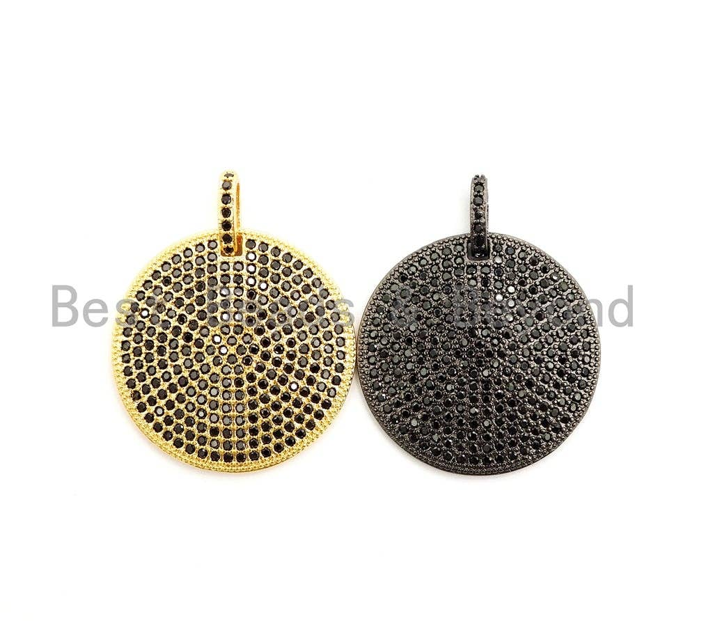 CZ Fully Micro Pave Large Disc Charm / Pendant