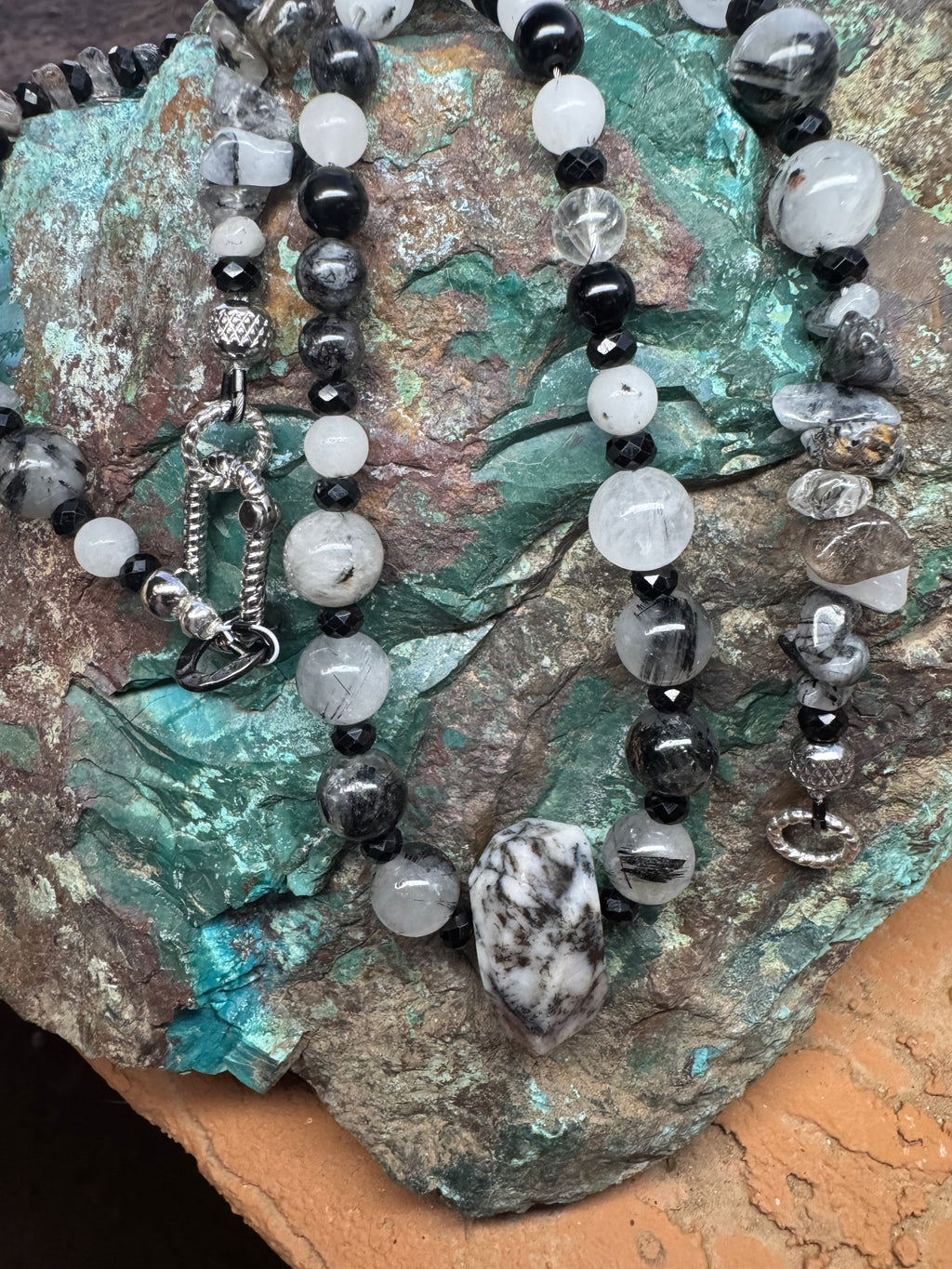 Tourmalinated Quartz, Black Tourmaline & Dendritic Agate