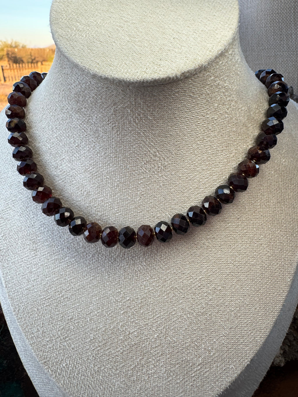 Faceted Garnet Necklace with Vermeil Gold Clasp