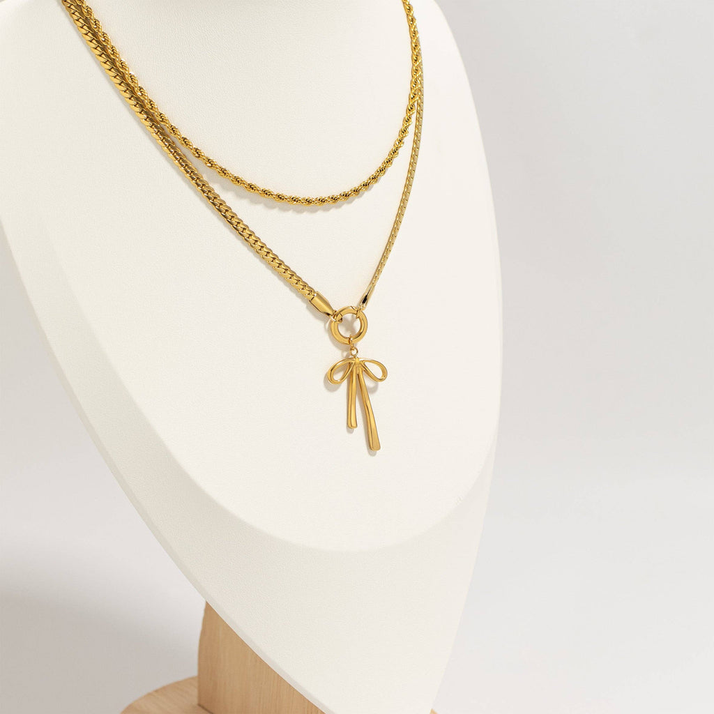 18K Gold PVD Stainless Steel Long Bow Charm