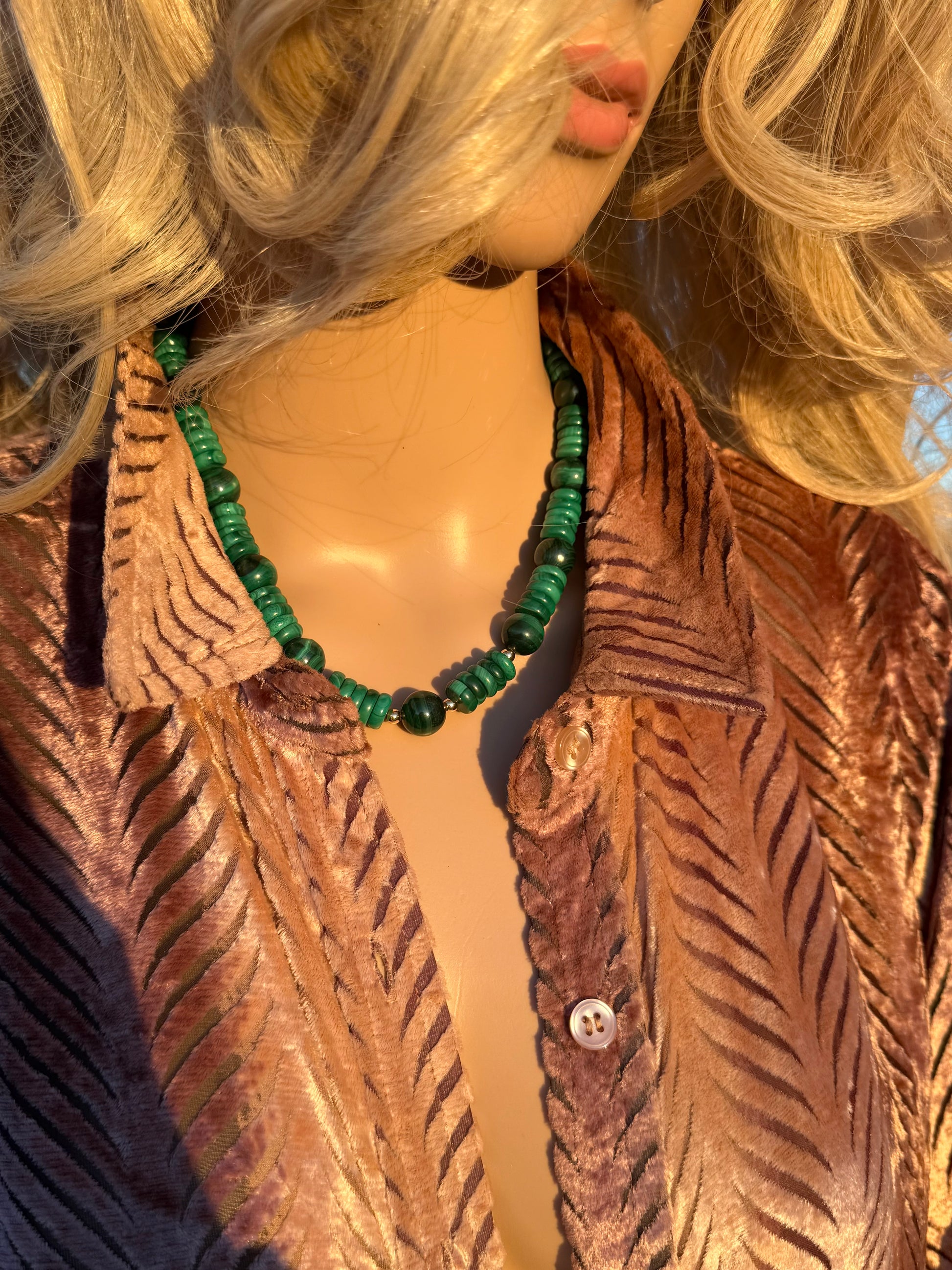 Malachite Necklace – 17” with 3.25” Gold-Plated Extender