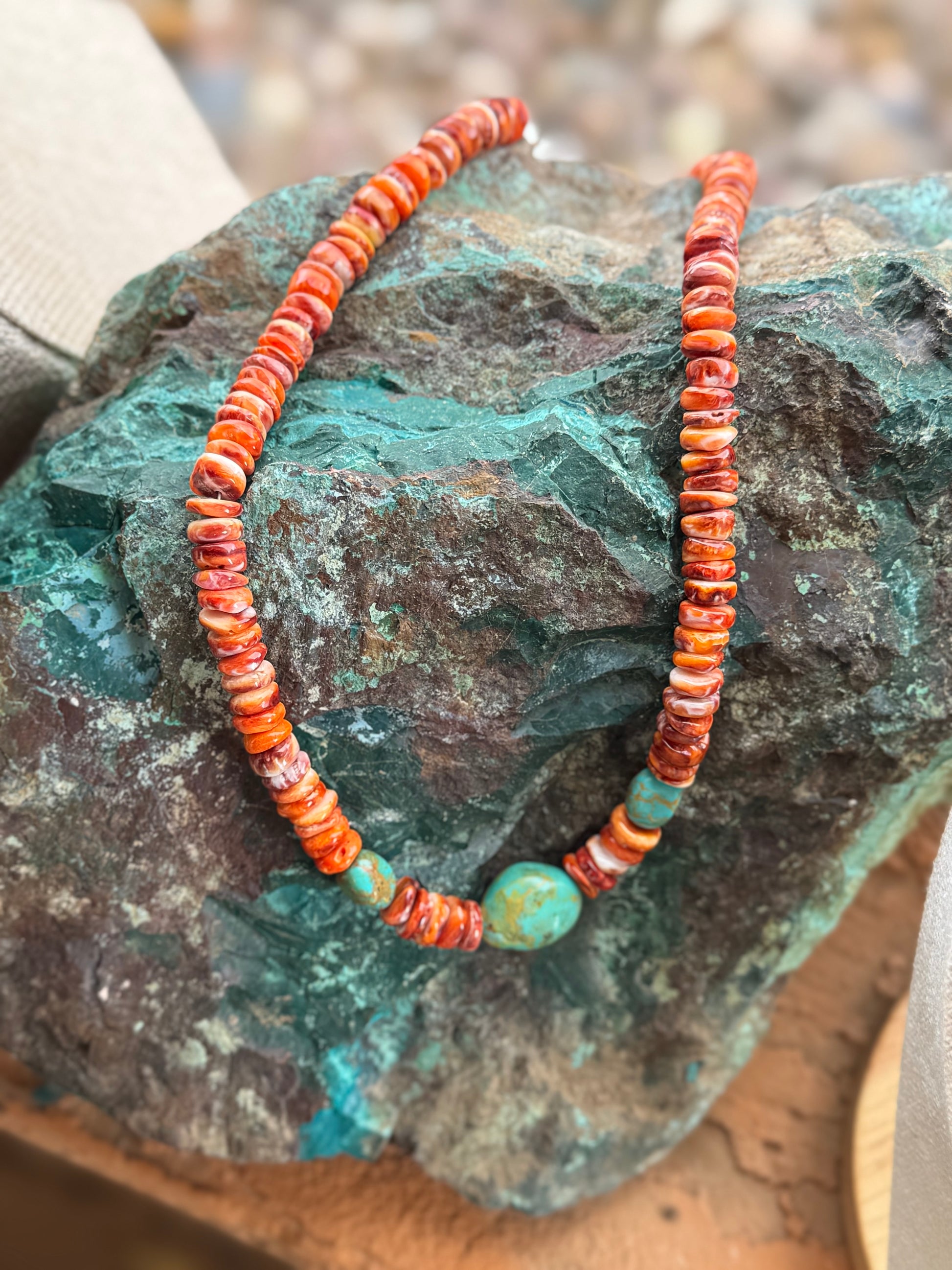 Spiny Oyster & Kingman Turquoise Necklace