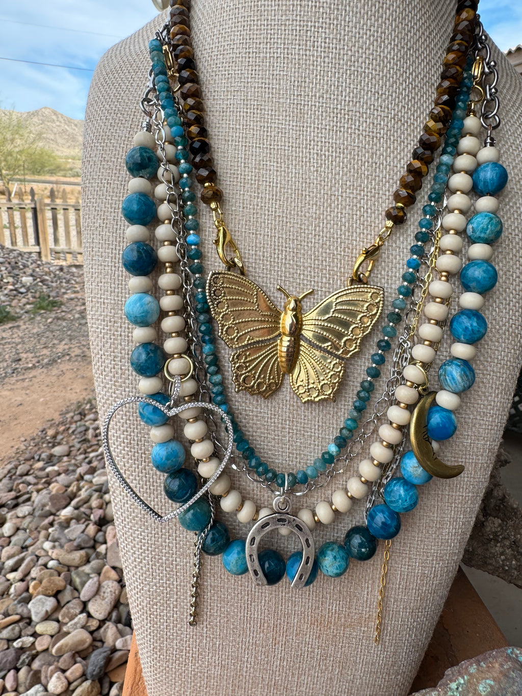 Blue Apatite & Bamboo Coral Evolve Necklace