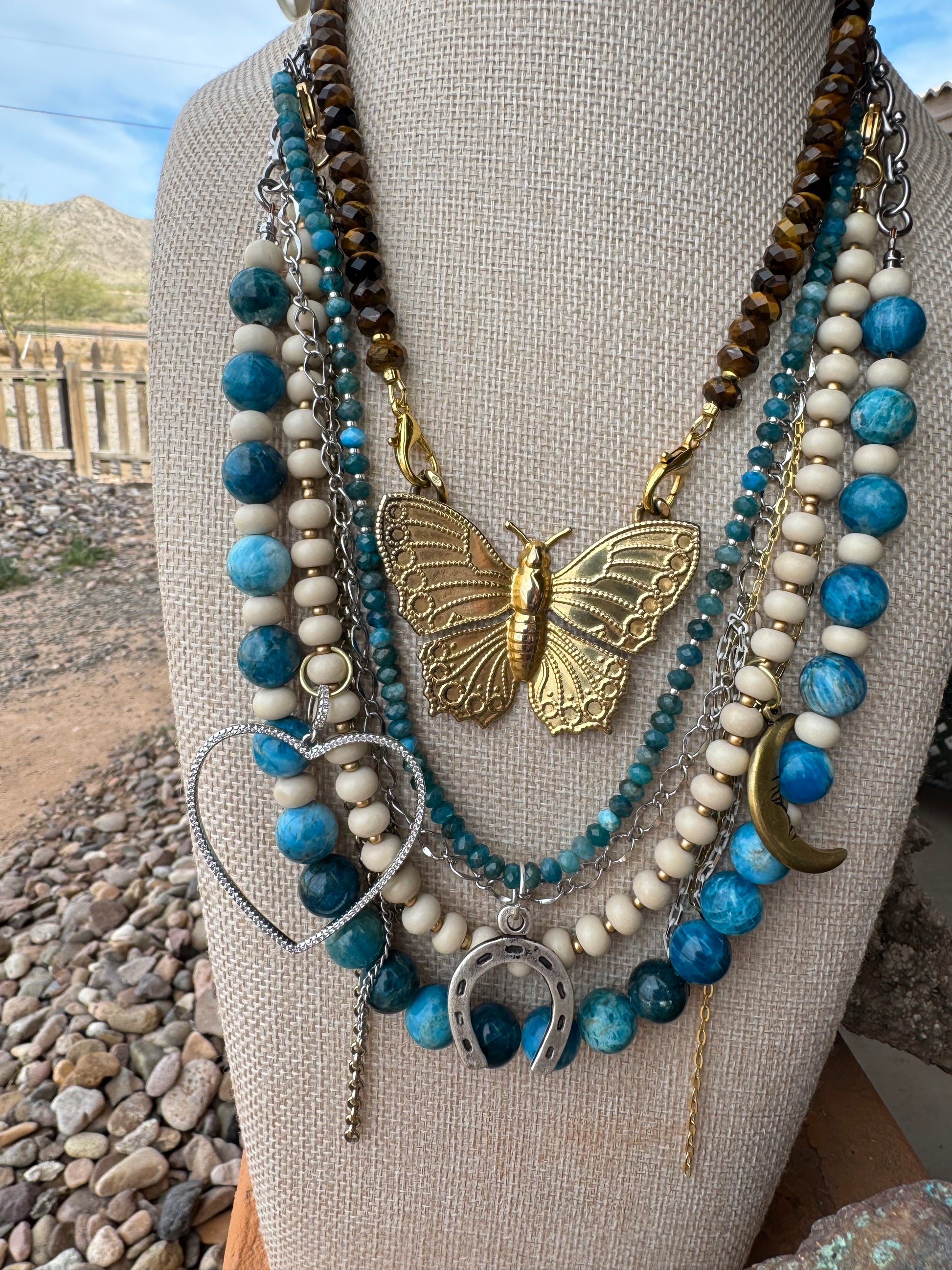 Blue Apatite & Bamboo Coral Evolve Necklace