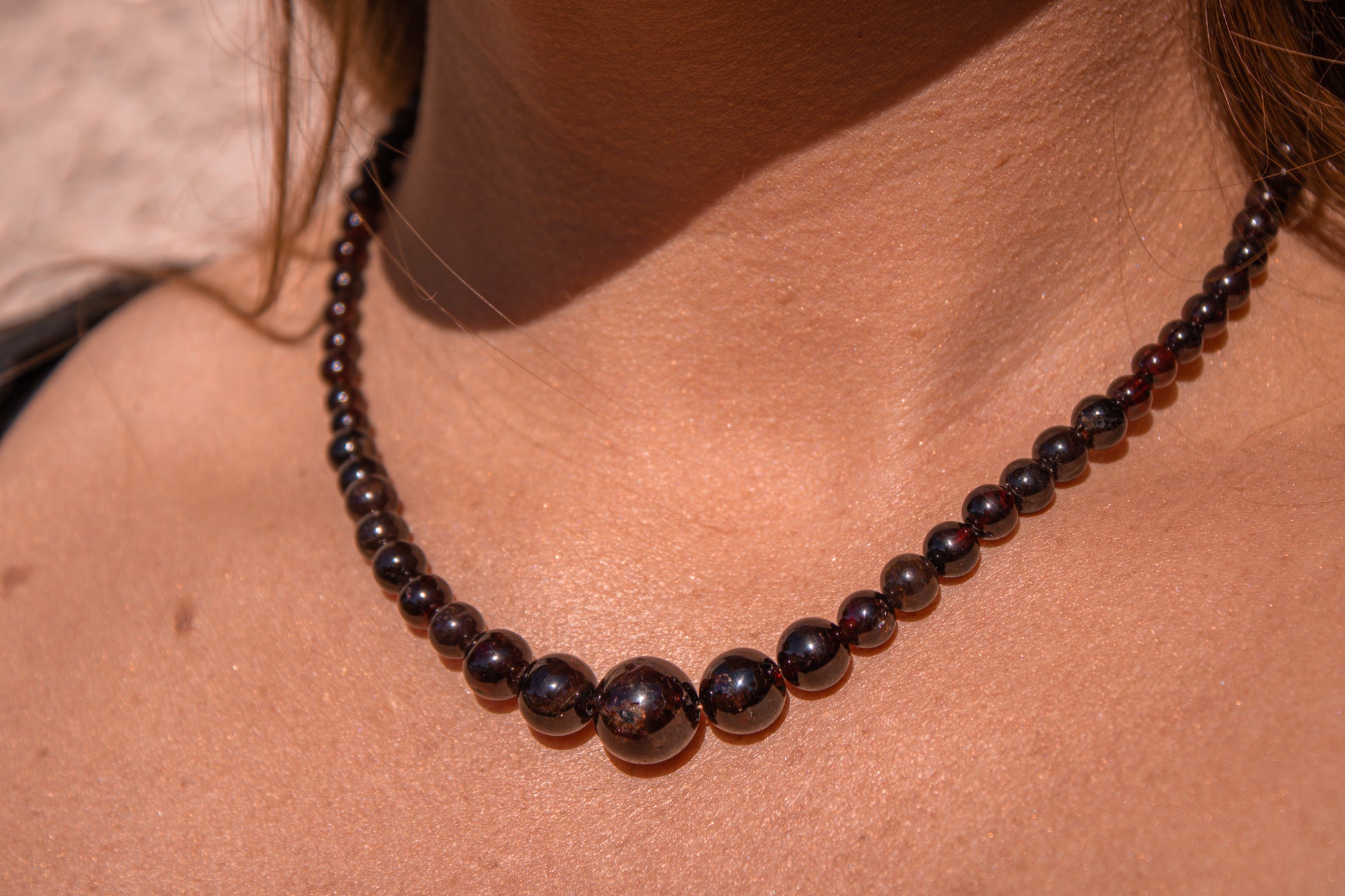 Natural Red Garnet Necklace / Choker