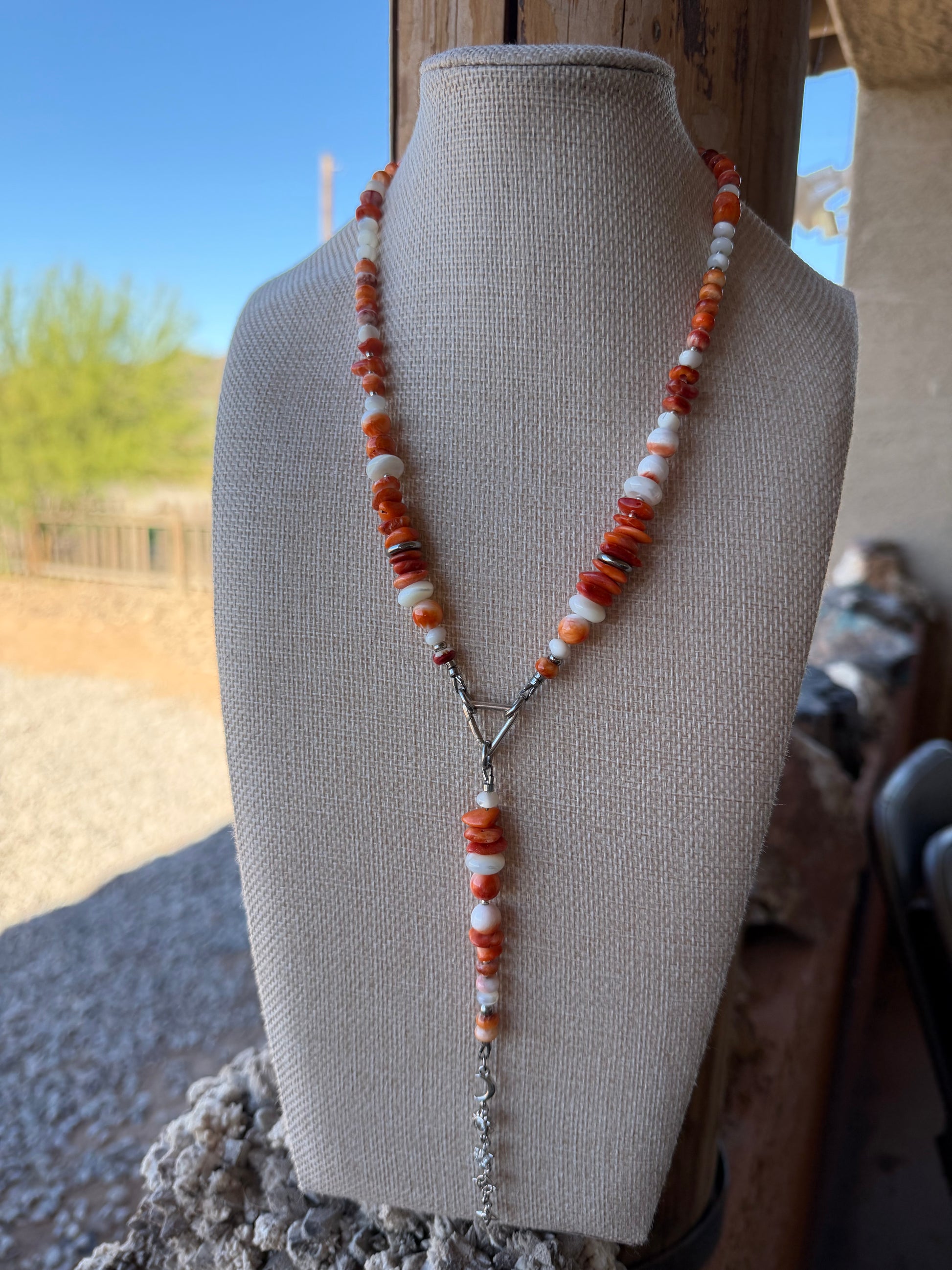 Baja Spiny Oyster & Mother of Pearl Necklace