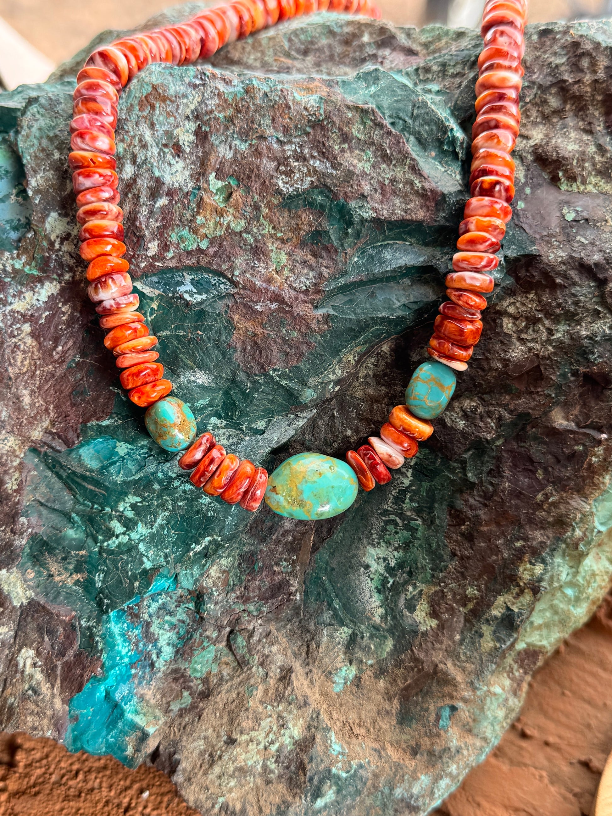 Spiny Oyster & Kingman Turquoise Necklace