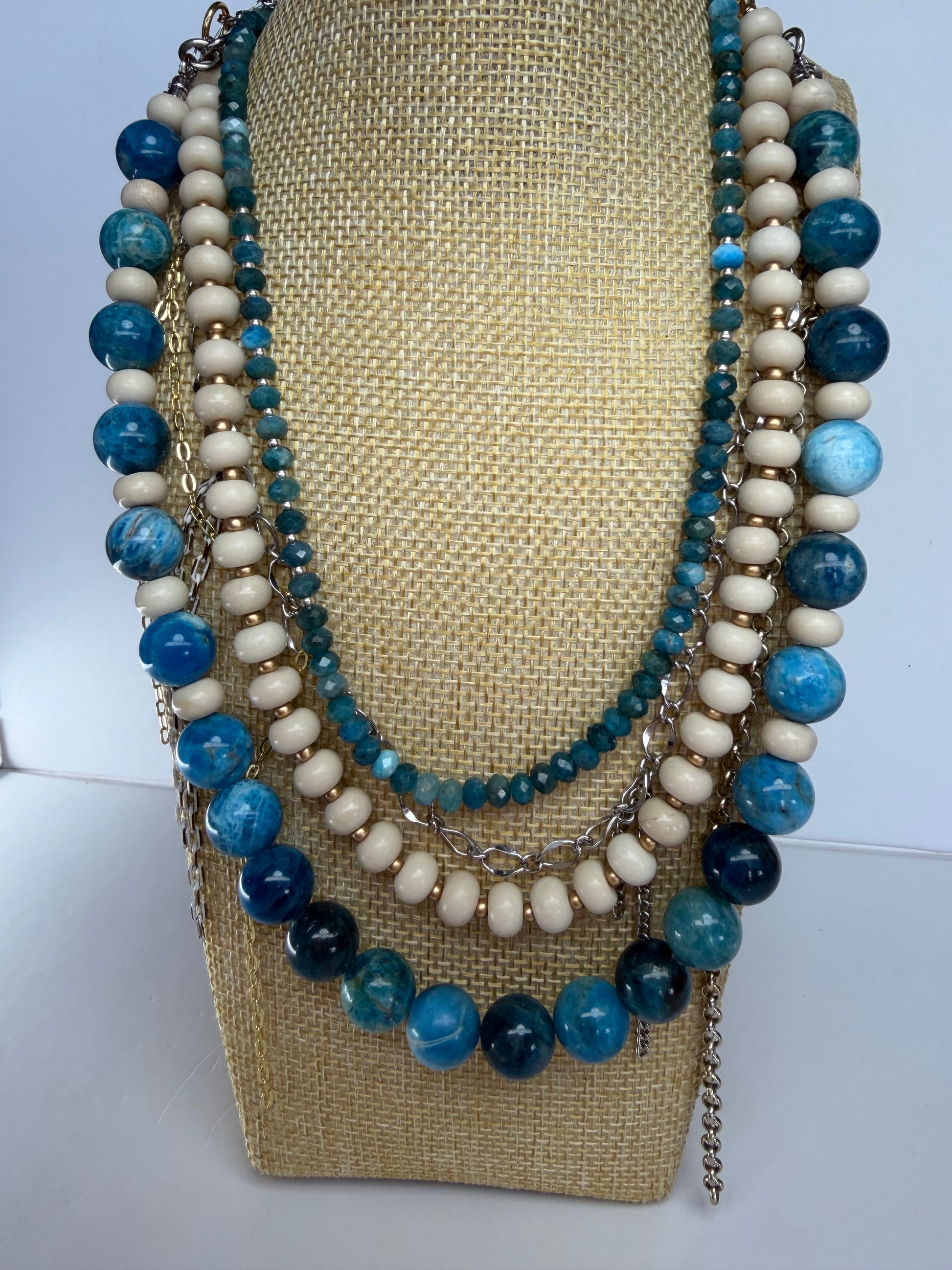 Blue Apatite & Bamboo Coral Evolve Necklace