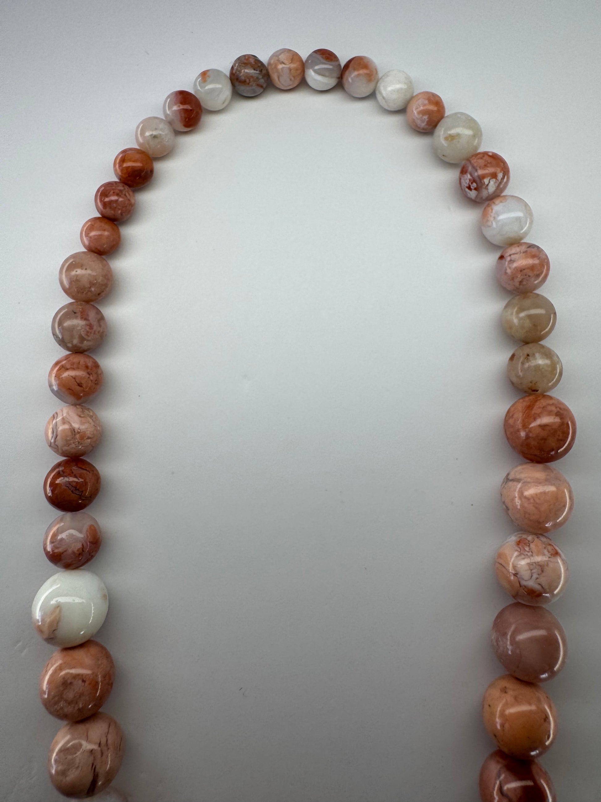 Pink Petal Agate Bead Necklace with Retro Flower Toggle - RESERVED FOR Maggie
