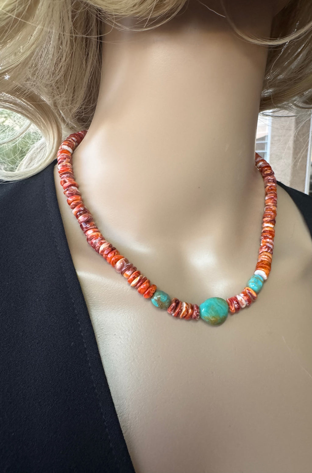 Spiny Oyster & Kingman Turquoise Necklace