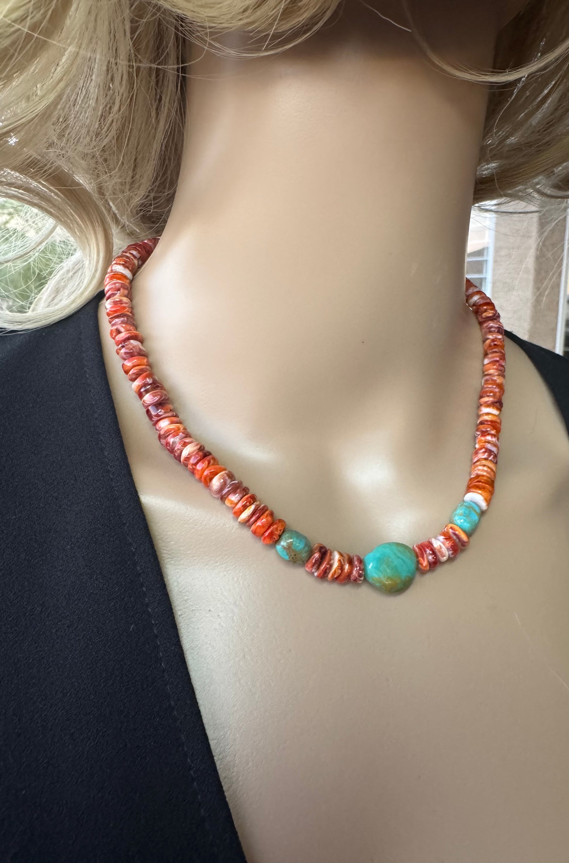 Spiny Oyster & Kingman Turquoise Necklace